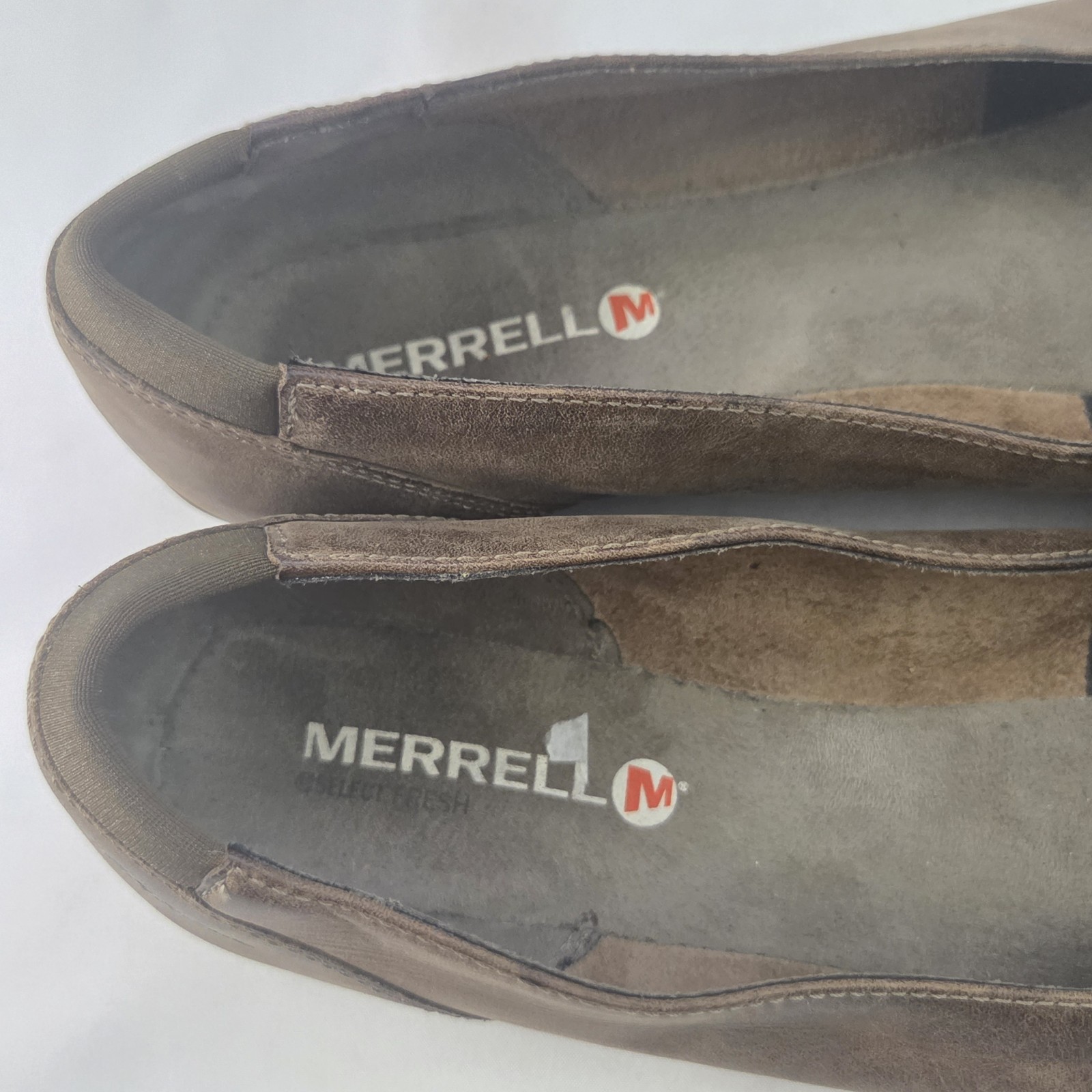 Merrell Ballet Flats Womens 10.5 Taupe Leather Slip On Comfort Walking Shoes