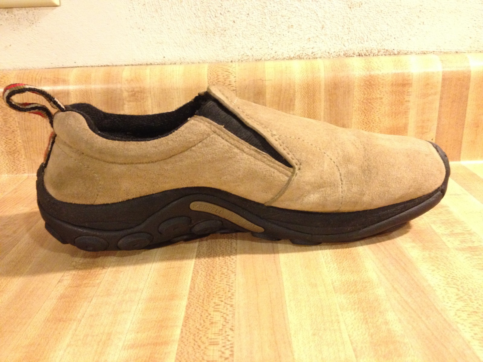 Merrell Womens 8.5M Jungle Moc Tan Taupe Suede Slip On Comfort Sport Loafers