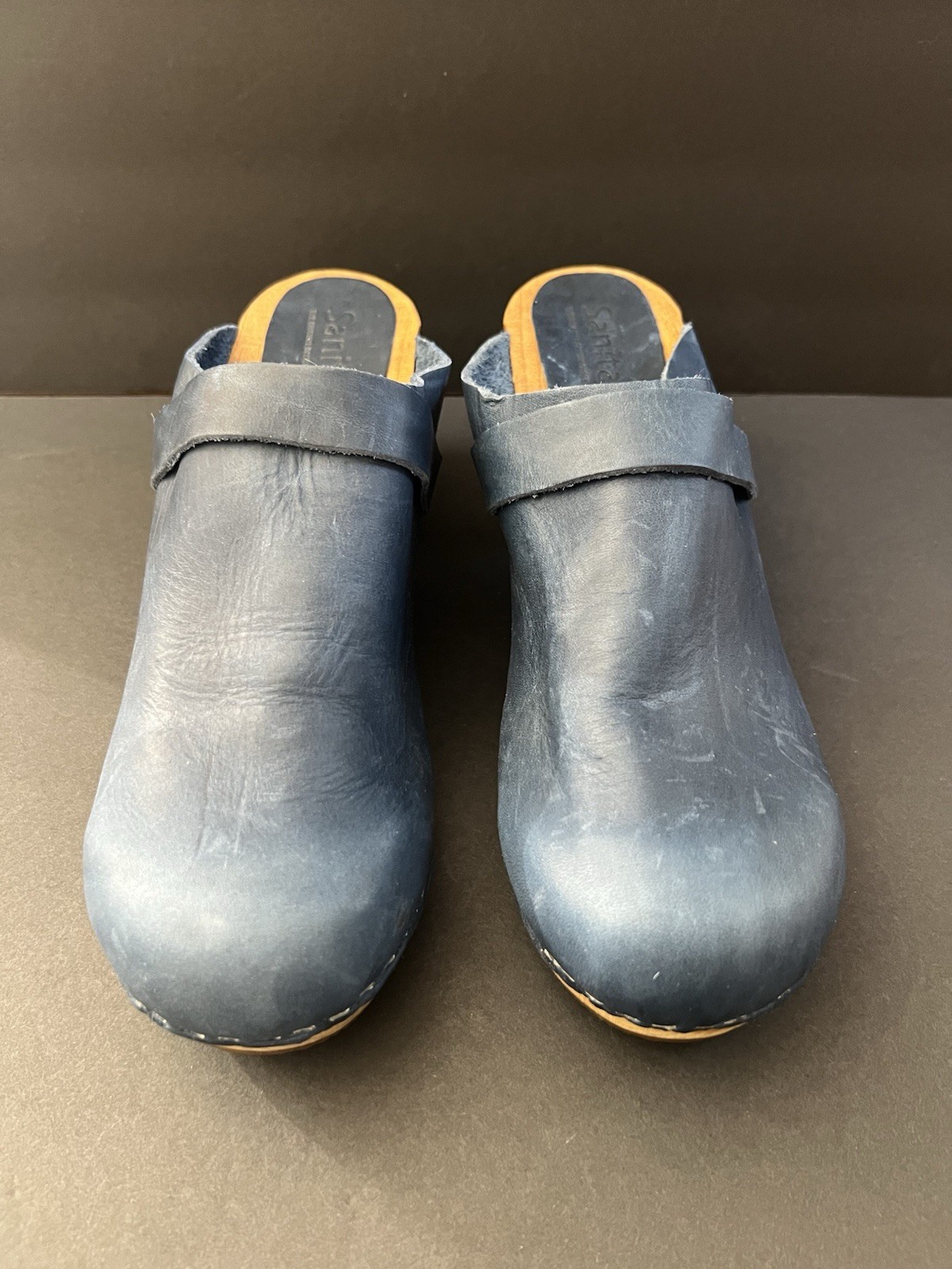 Sanita The Original Danish Clogs Blue Nubuck Open Back Clogs- Size41