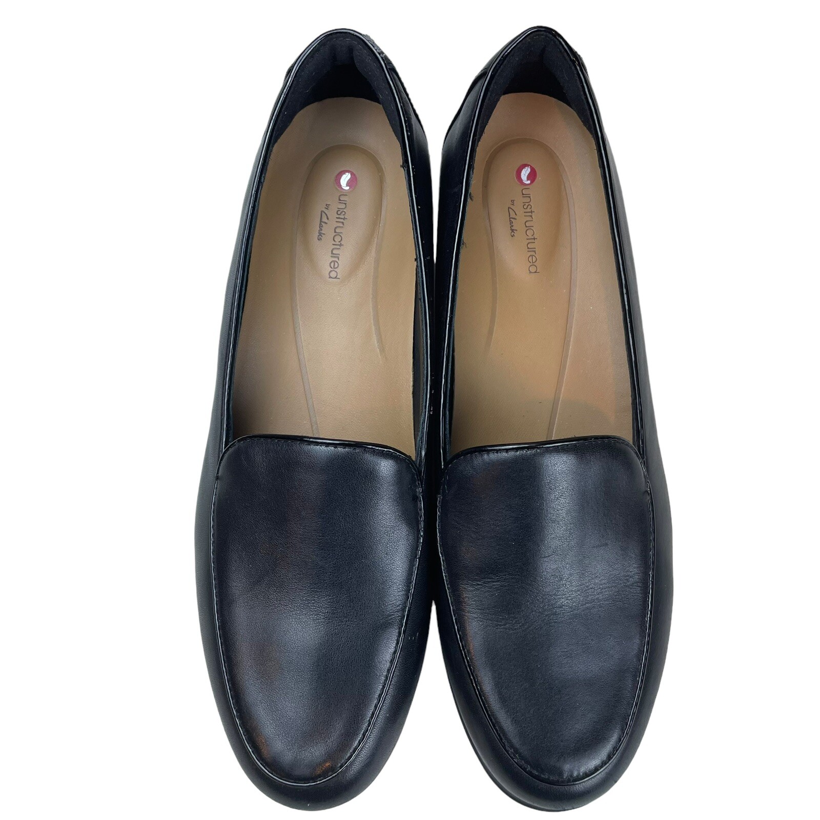 Clarks Unstructured Women’s 7 M Slip On Loafer Black Leather Flat Comfort 15764