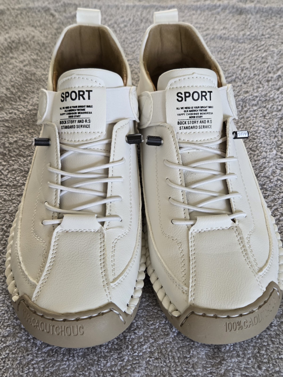 Sport Slip On White Sneakers EU 39 US 8.5 Womens White & Beige