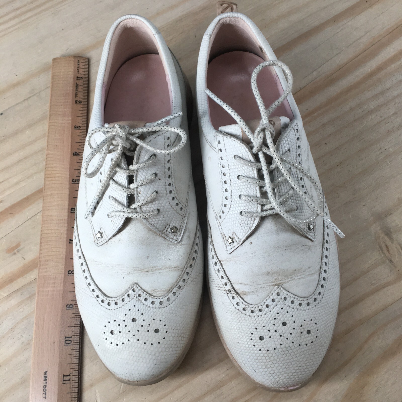 ECCO Shoes Womens 6.5 S-Classic Hydromax Wingtip Oxford Sneakers White Leather
