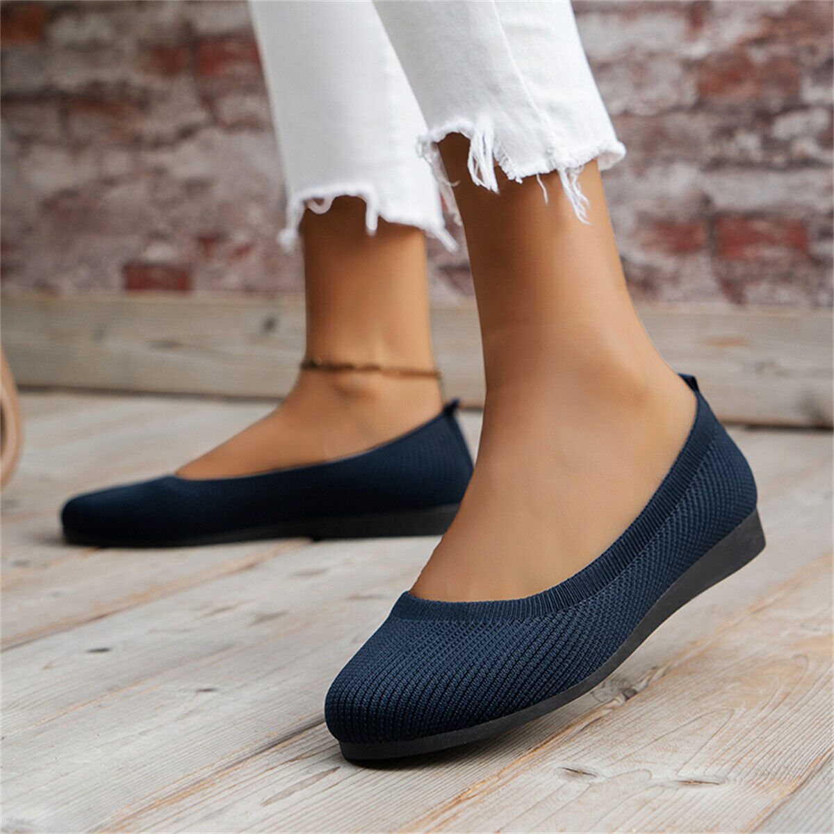 Womens Flats Round Toe Comfortable Ballet Walking Shoes Dressy Slip ons Loafer S