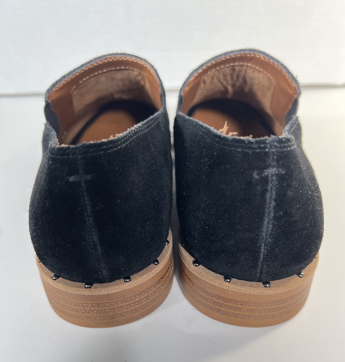 Franco Sarto JED Black Suede Slip On Loafers Almond Toe Women’s Size 7M Comfort