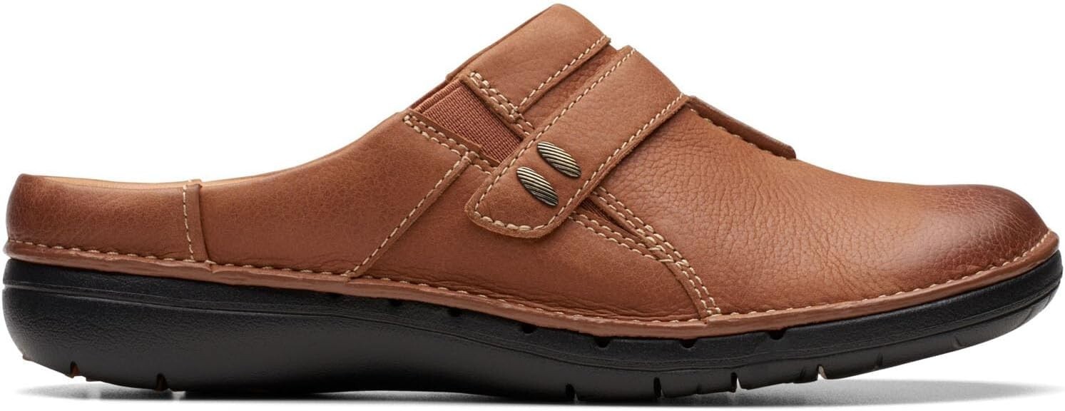 Clarks Womens Un Loop Ease Clog Dark Tan Leather 26174969