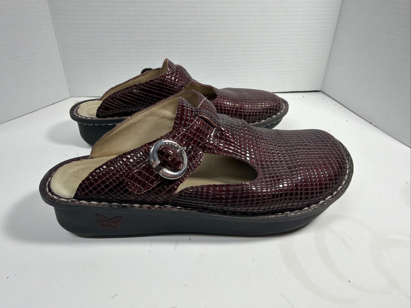 ALEGRIA ALG-232 SIZE 42 /US 11.5 WOMENS LEATHER SNAKE PRINT MARY JANE CLOG