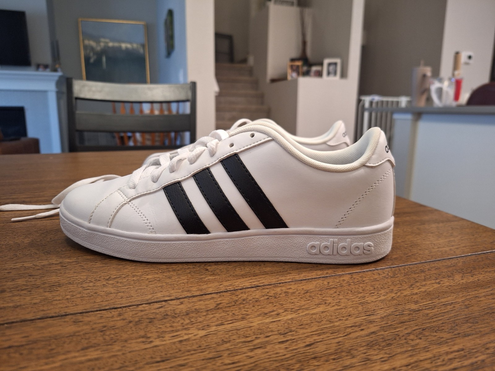 Adidas Grand Court 2.0 Women’s Sneakers White Blk Stripes Sz 8 US Excellent!