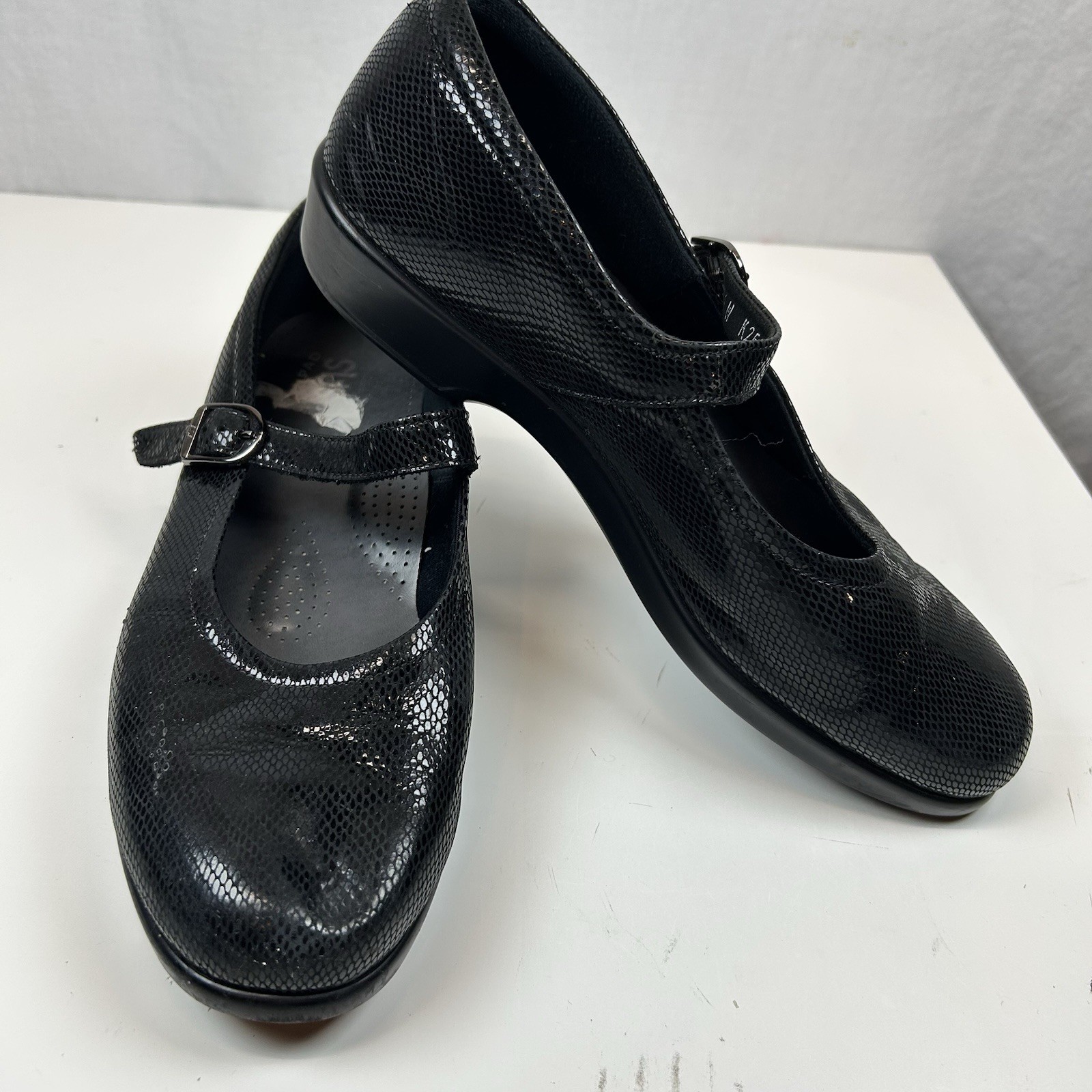 SAS Maria Mary Jane Black Snake Whimsigoth Academia Leather Comfort Sz 9.5 W