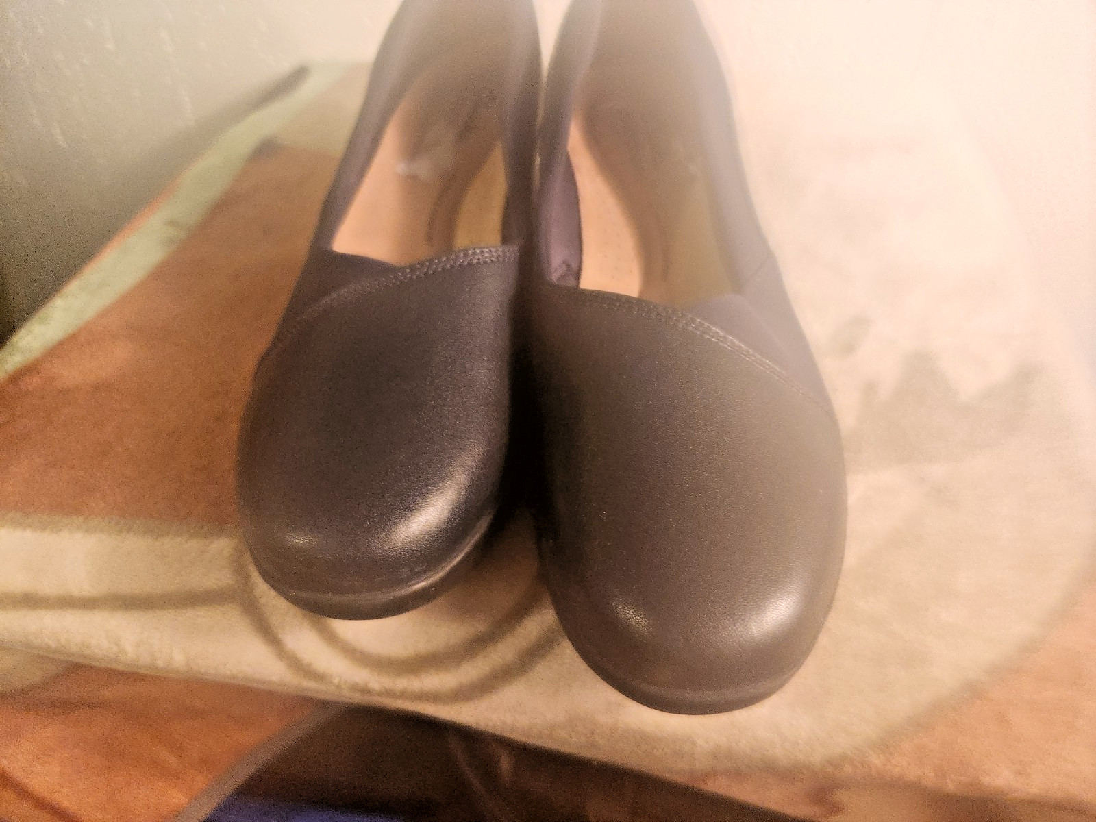 Clarks Suttyn Walk Wedge Navy Blue Leather Comfort Shoe Womens sz 7.5 #17
