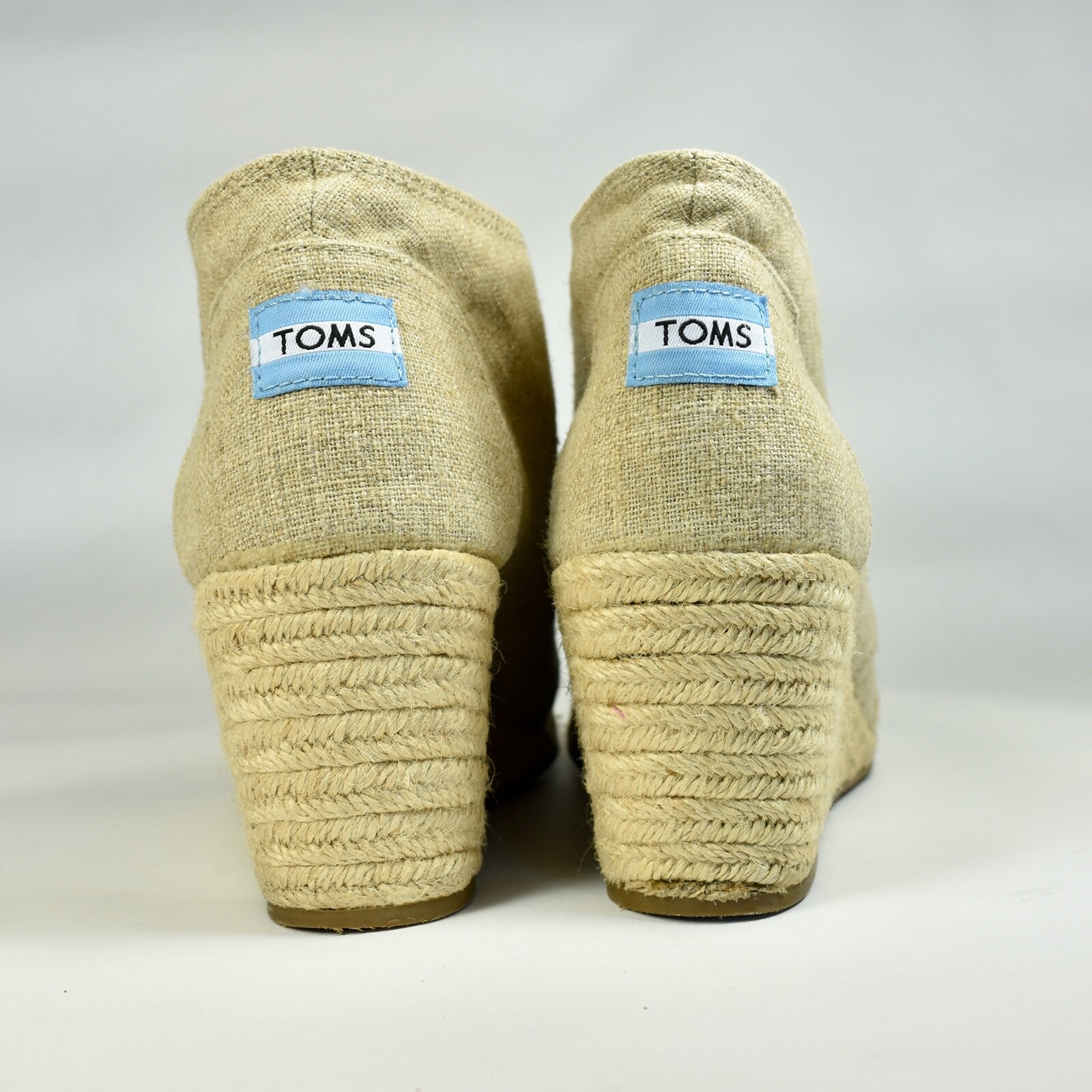 TOMS TAN DESERT WEDGE CANVAS ESPADRILLE LACE UP BOOTIES WMNS SIZE 9 M 301212