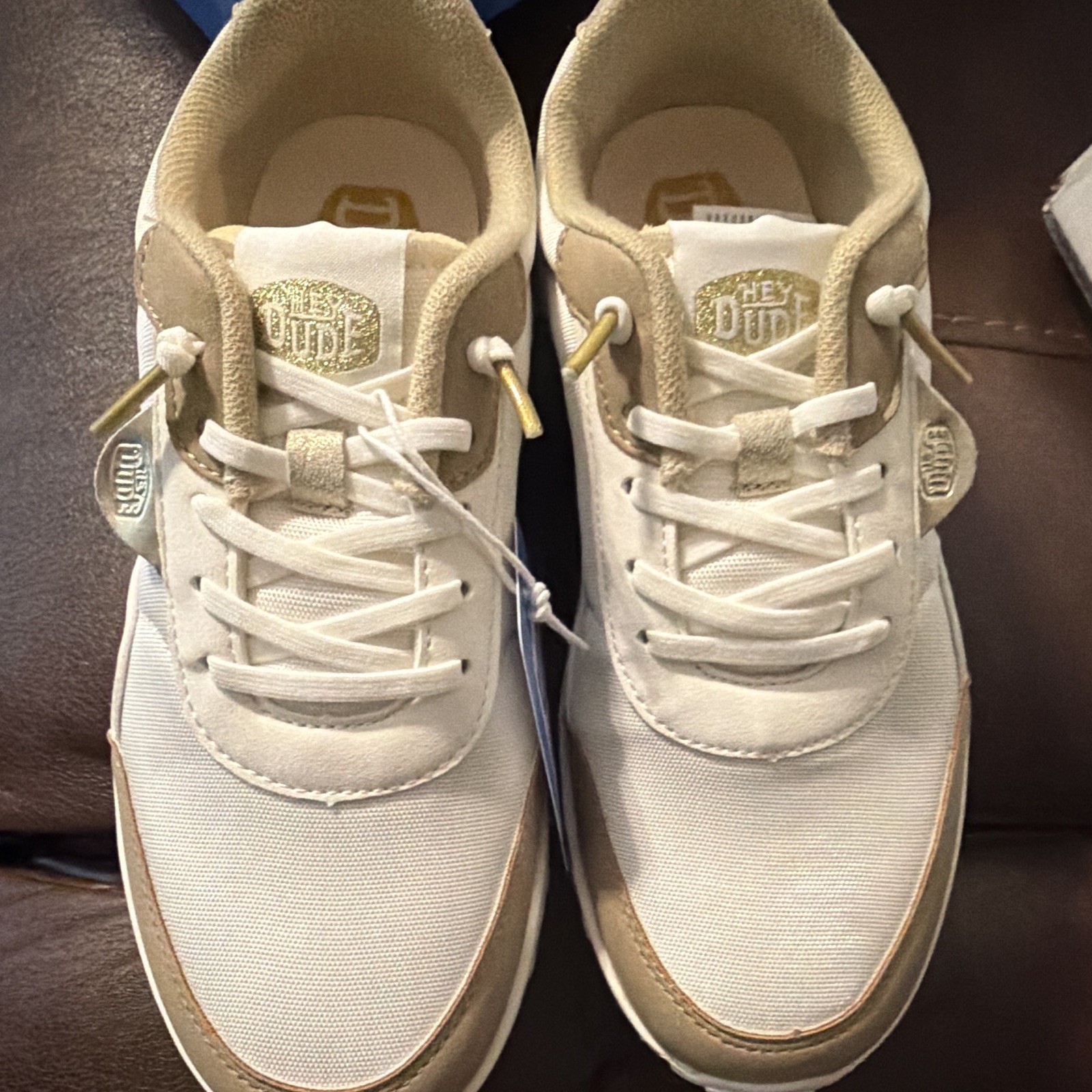 Hey Dude Hayden W Shine Women’s Tan/White Sneakers US 8 EU 39