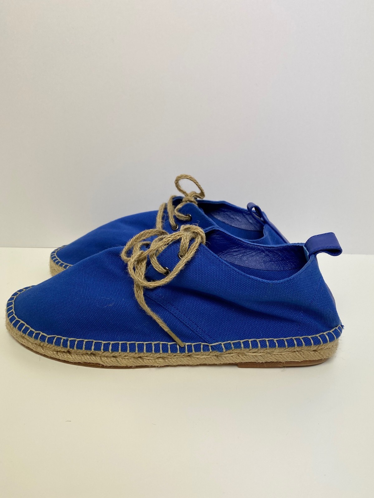 Hermes Espadrilles Hightop Canvas Electric Blue Size 39EU 5UK 6US