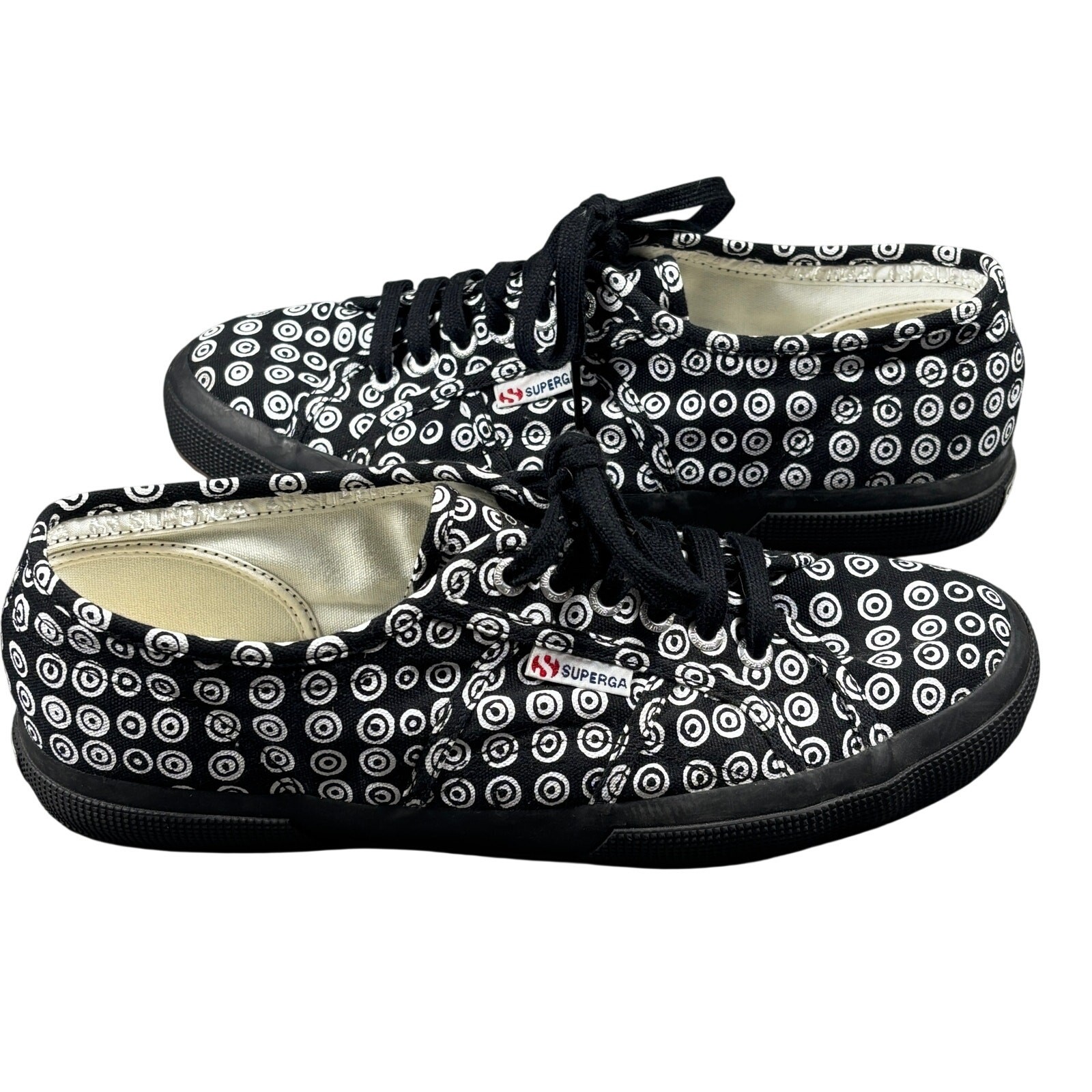 10 CORSO COMO x Superga Low Top Sneakers 10.5 Canvas Graphic Print Black White