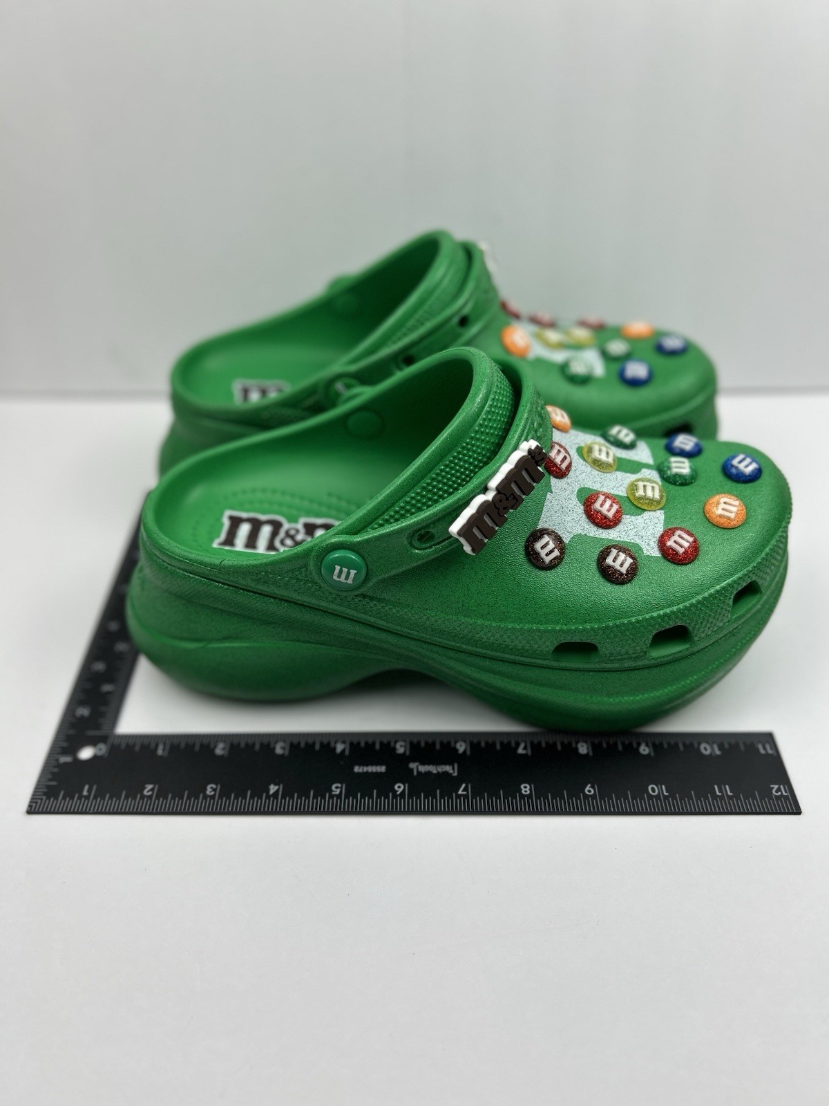 M&M’s x Crocs Classic Bae Platform Clog Green Multi Glitter Womens Size W9