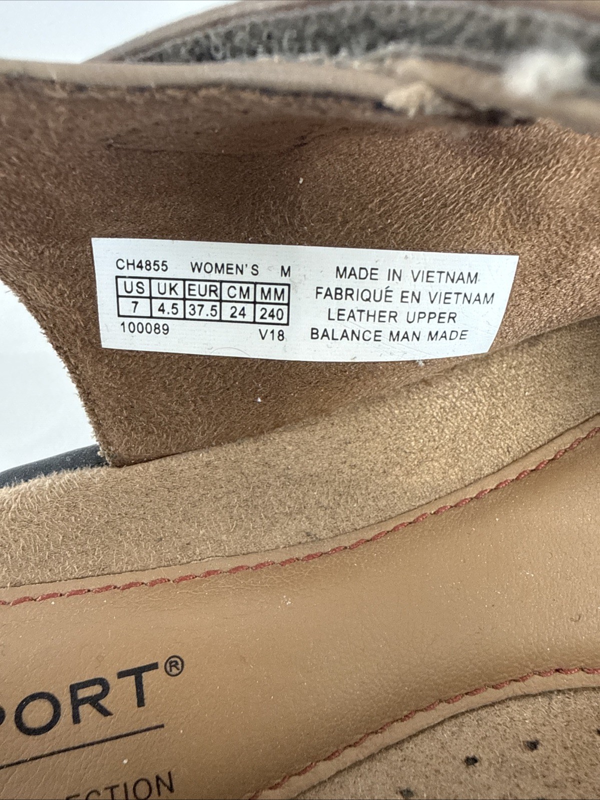 Rockport Women’s Tan Leather Mary Jane Comfort Shoes Size 7 Hook & Loop Closure