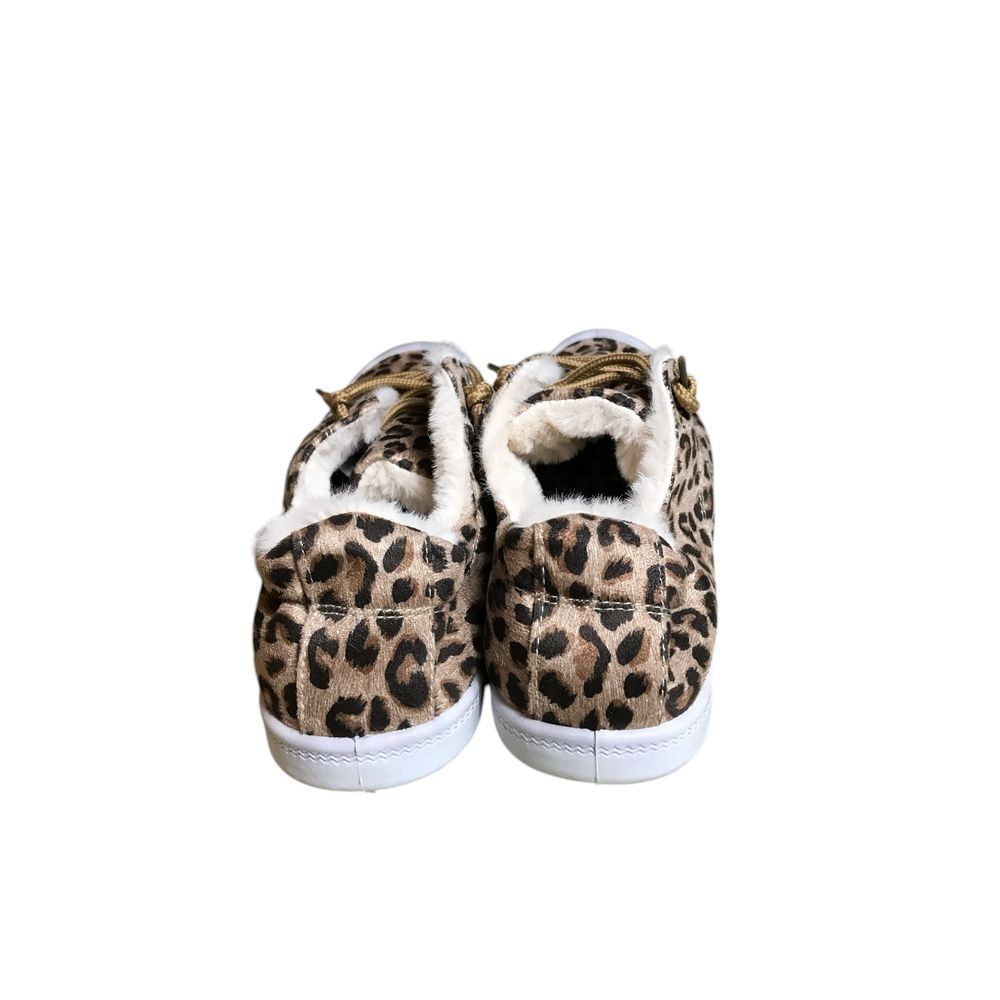 Gypsy Jazz Brown Black Leopard Pattern Faux Fur Inside Slip on Sneakers