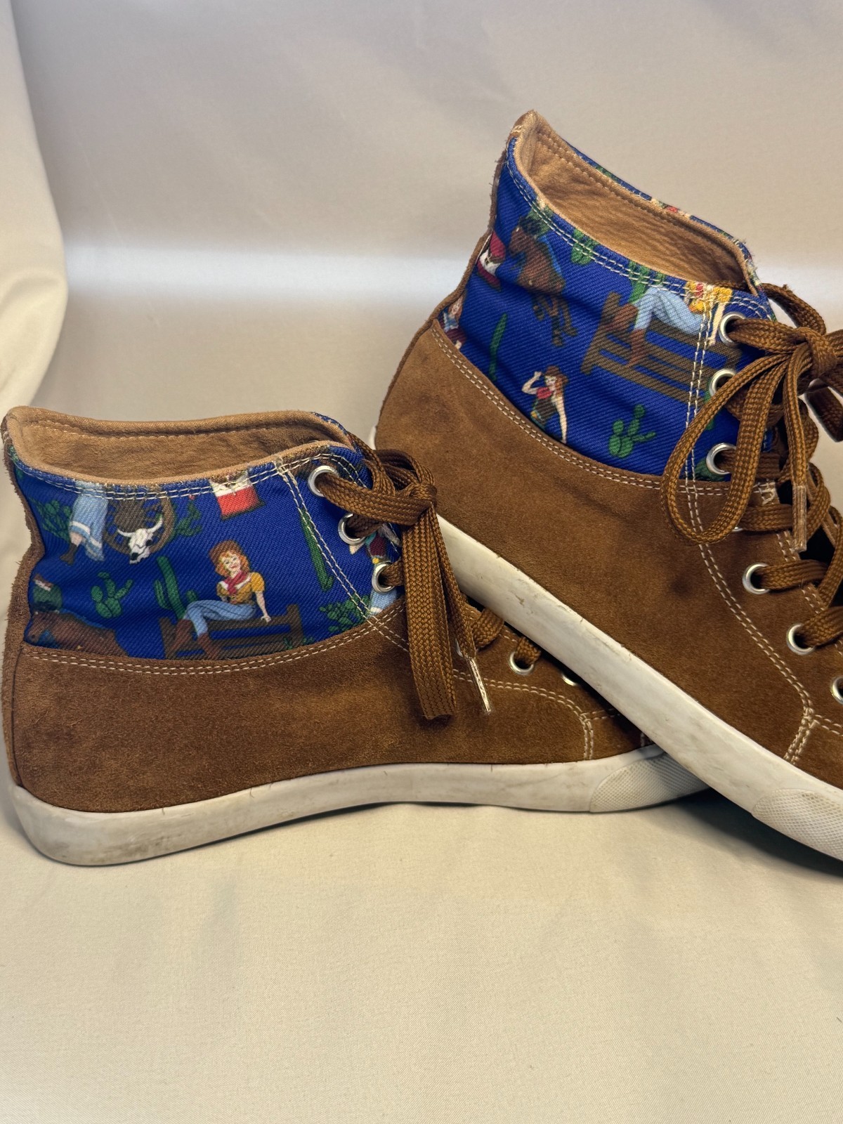 Reba by Justin Womens 7.5 Brown Suede Western High Top Sneakers Cowboy