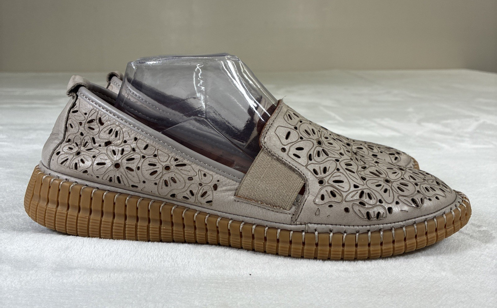 Spring Step Jookin Womens Slip On Shoes Grey Laser Cut Leather 41/ US 9.5-10