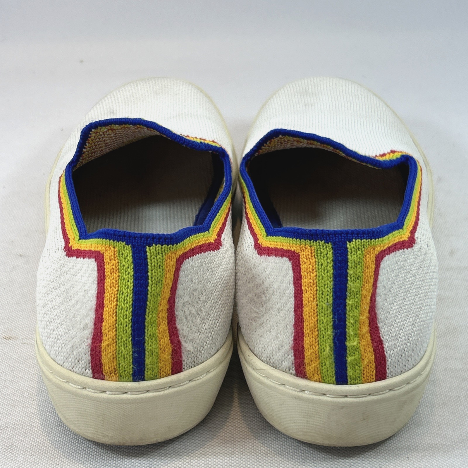 Rothy’s The Original Slip-On Sneakers Women’s Size 6.5 LE White Rainbow Pride