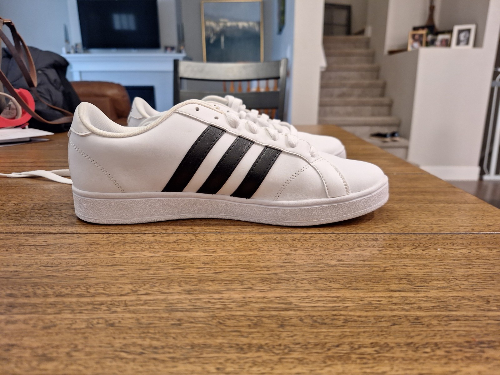 Adidas Grand Court 2.0 Women’s Sneakers White Blk Stripes Sz 8 US Excellent!