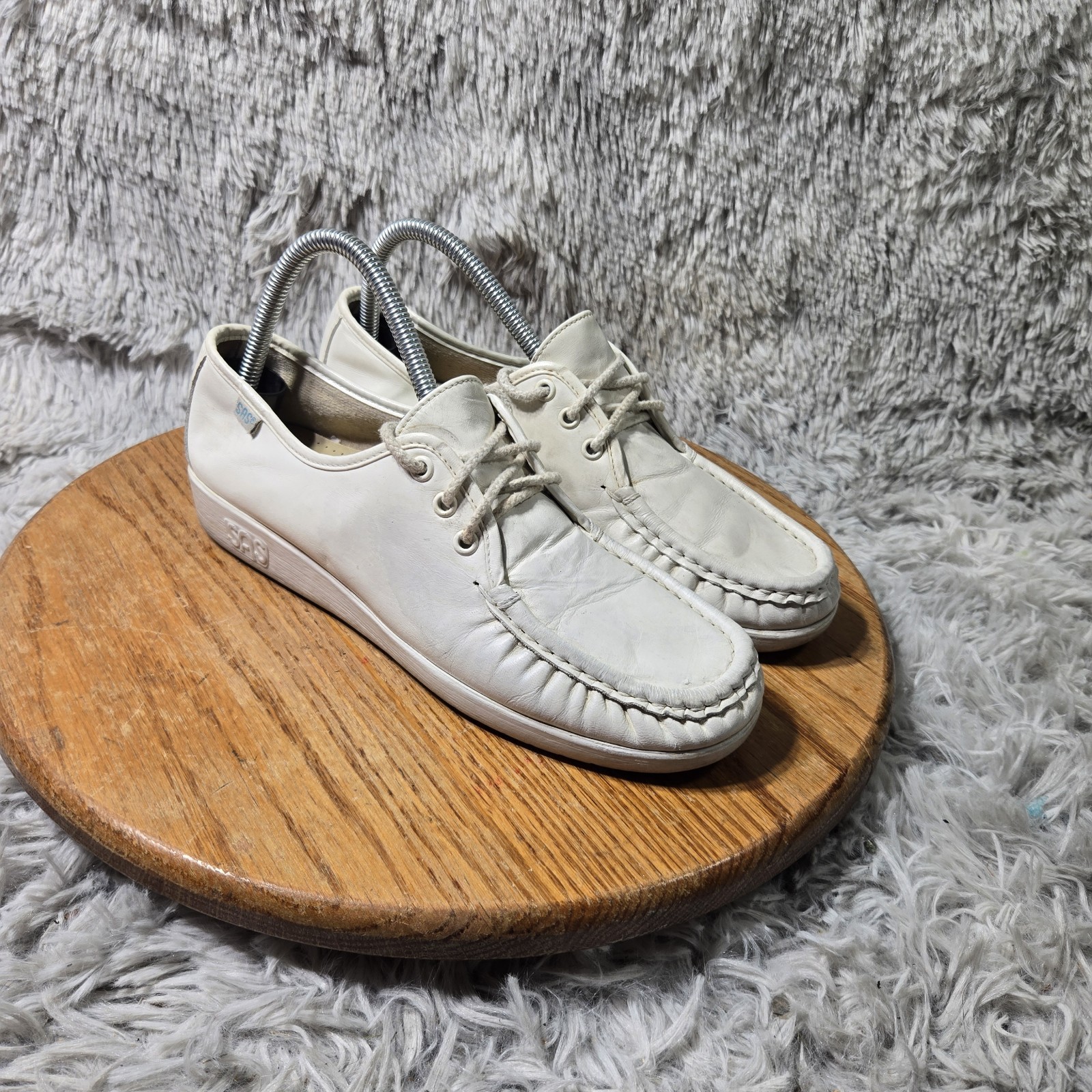 SAS Genuine Handsewn Siesta Women 9.5M Shoes White Leather Lace Up Comfort Shoes