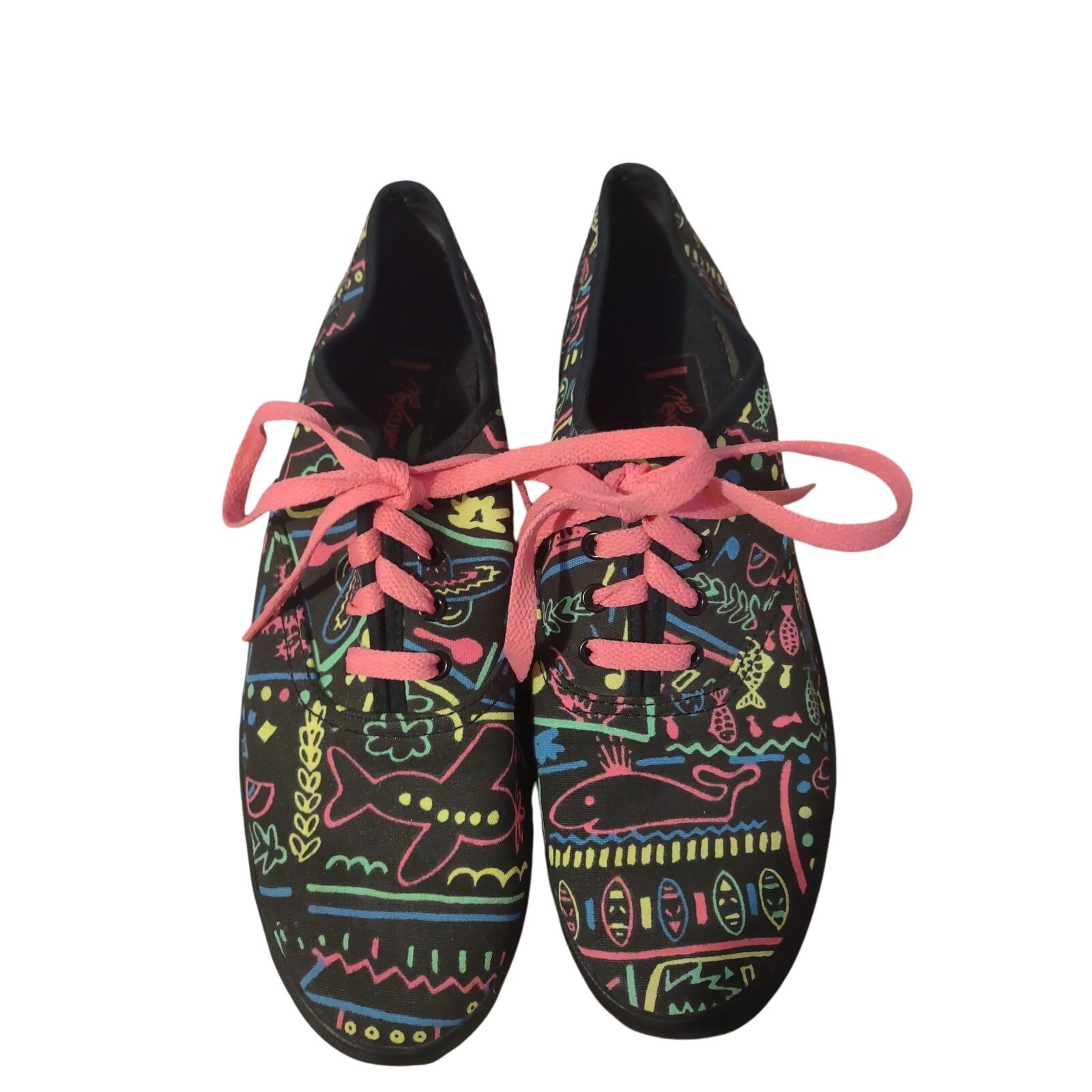 No Excuses Graphic Print Shoes Women’s 8.5 Artsy Funky Retro Streetwear Neon
