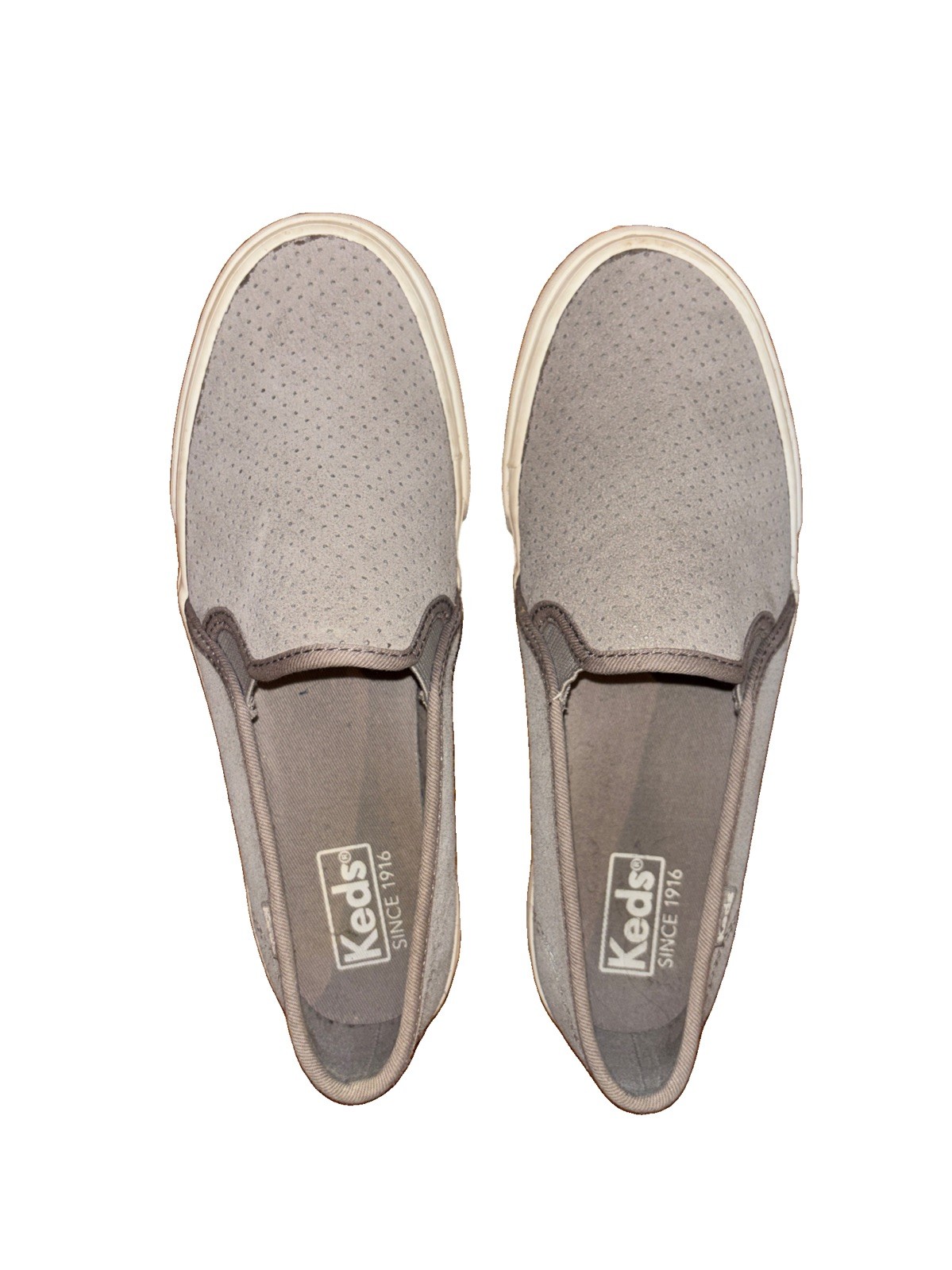 Keds Double Decker Perforated Suede Slip-On Shoes Size 7 Gray