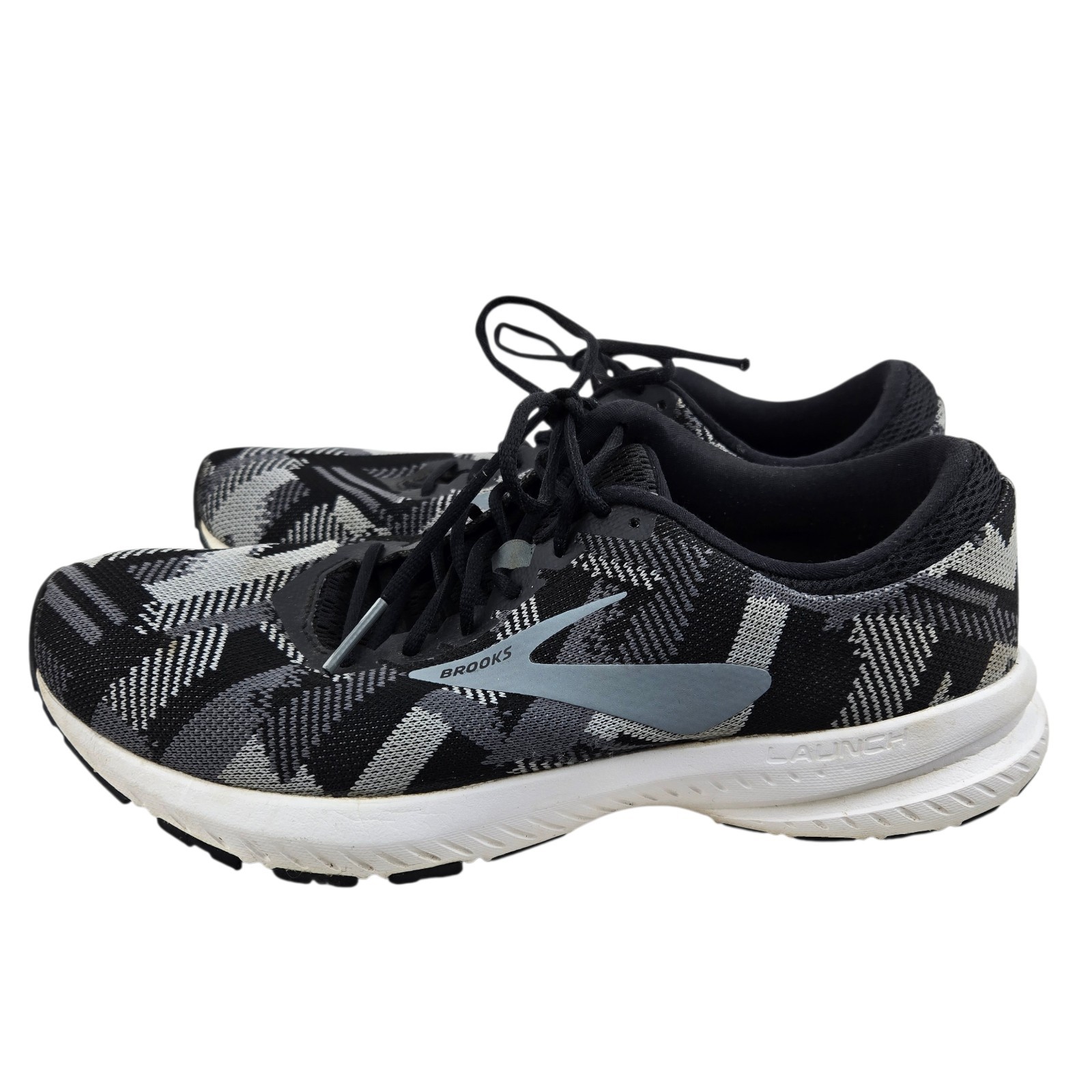 Brooks Running Shoes Womens 9.5 Launch 6 Black Gray Geometric Athleisure Comfort
