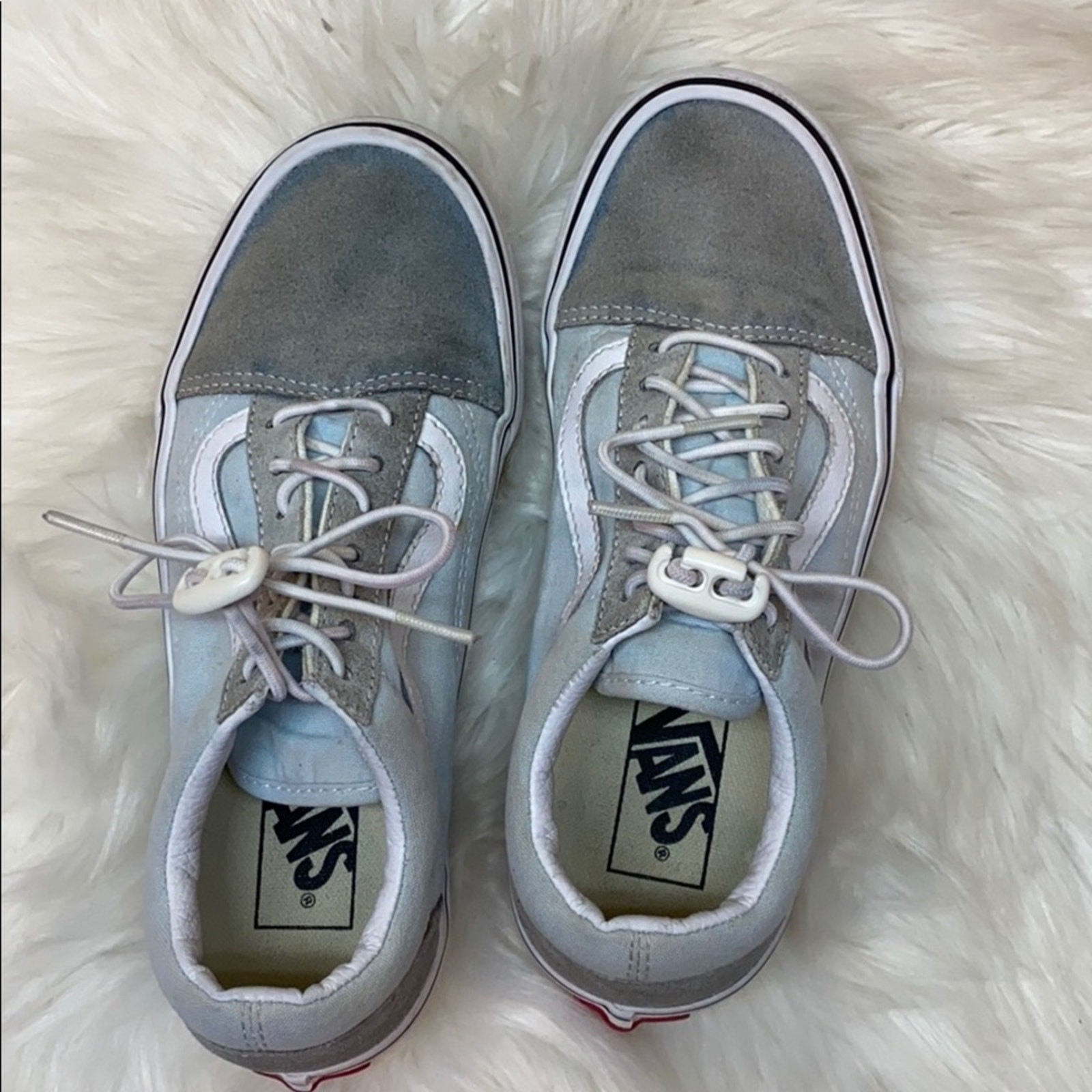 Vans Light Blue Suede Canvas Skate Shoes M5 W6.5