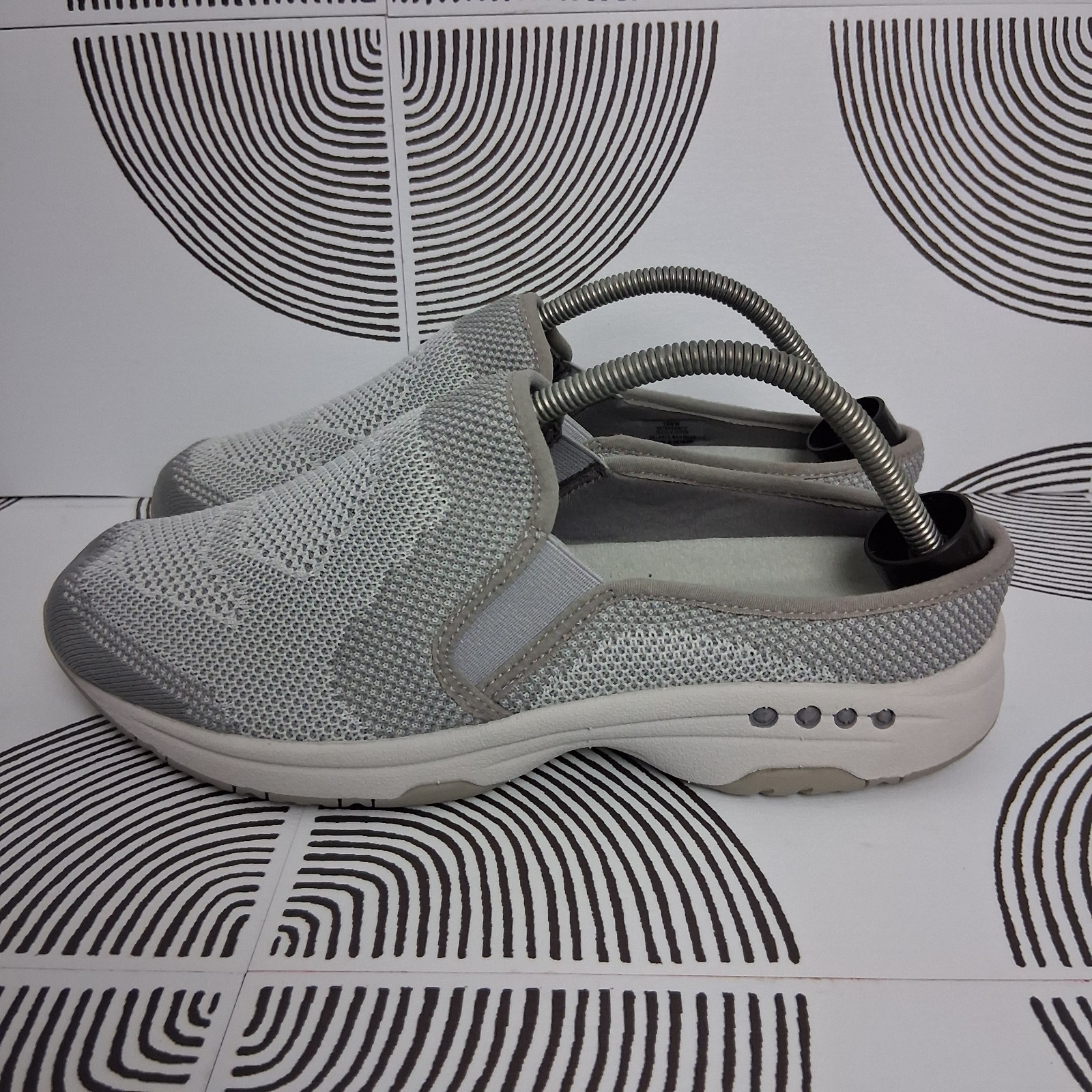 Easy Spirit Womens 10WW Gray Takeknit 2 Slip On Comfort Mules Clogs Casual Shoes