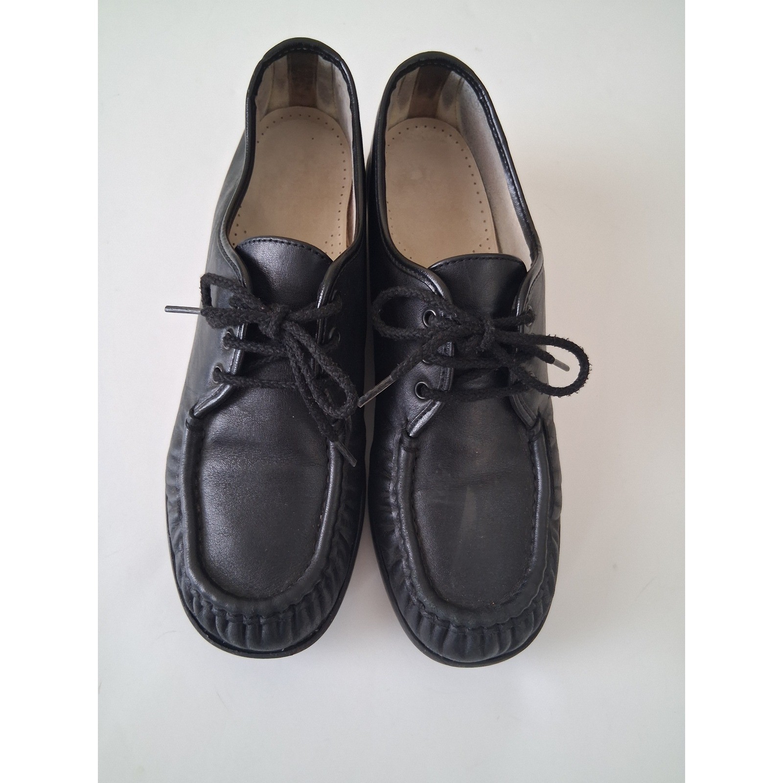 SAS Siesta Comfort Oxford Shoes Womens 10.5 M Black Leather Lace Up Walking Work