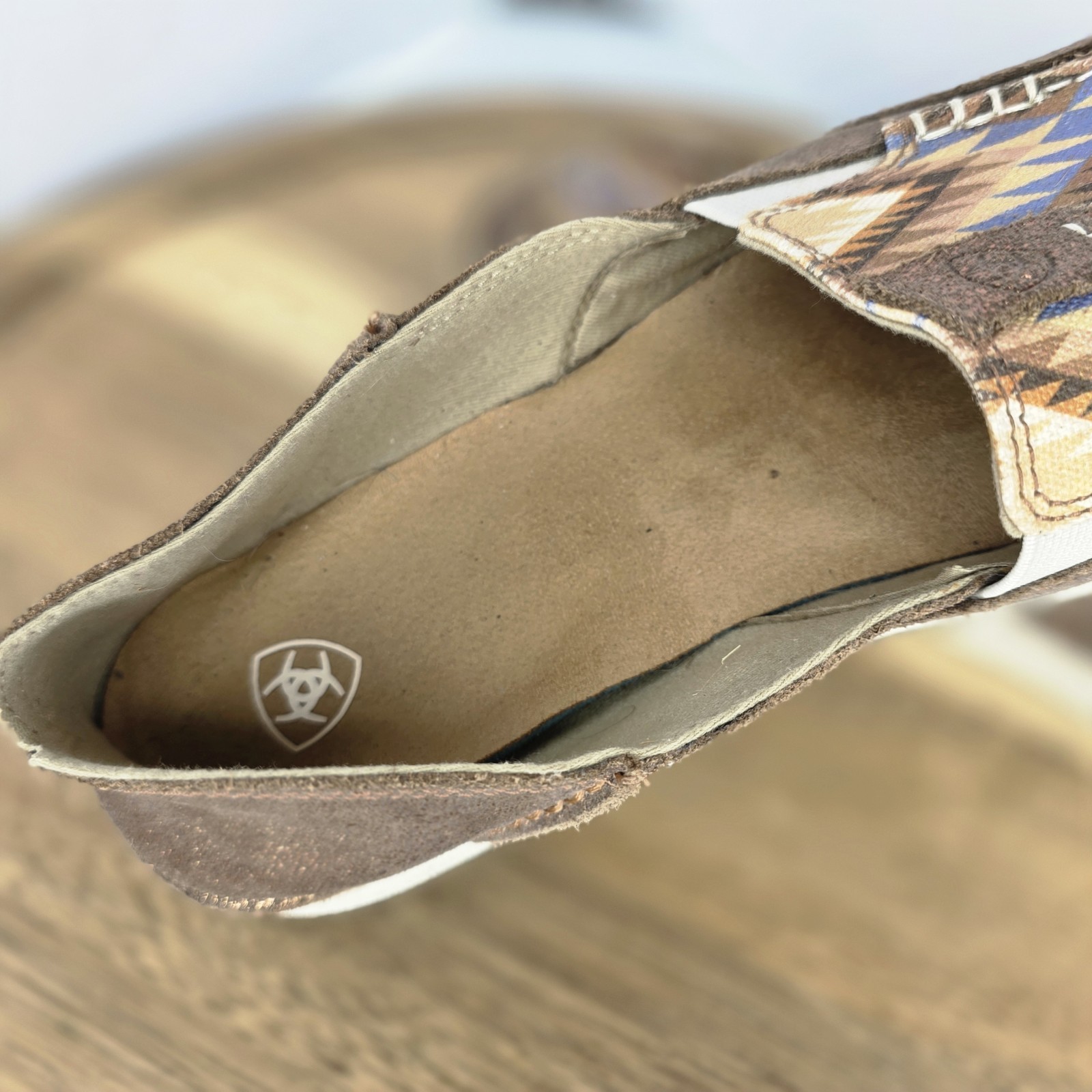 Ariat Crusier Navajo Flats Brown Suede Leather Slip On Native Western Aztec 10