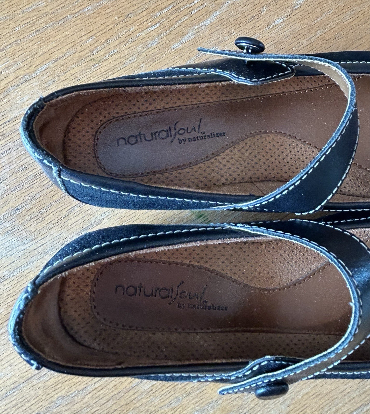 Natural Soul Jillian Black Suede Leather Mary Jane Shoes Comfort Comfort