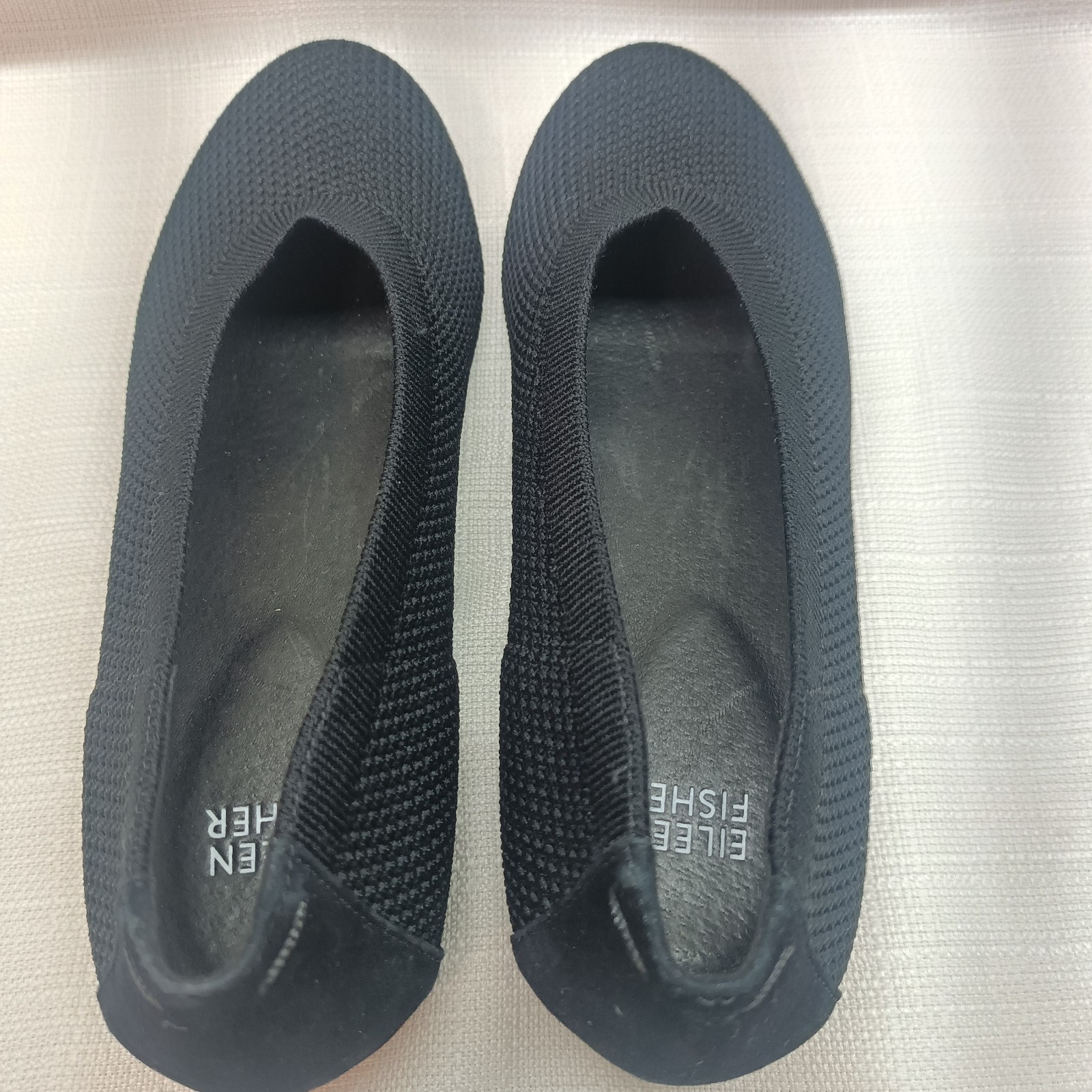Eileen Fisher Heaven Black Stretch Knit Low Hidden Wedge Ballet Flats Womens 7.5
