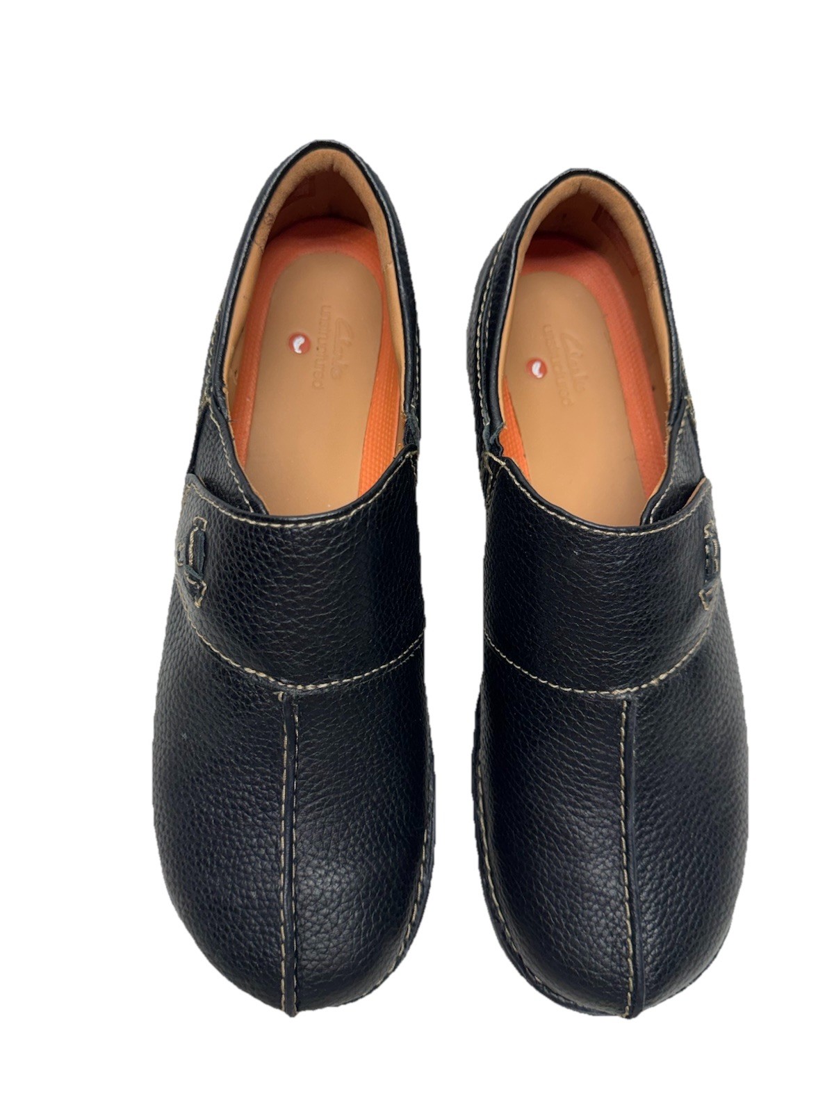 Clarks Women’s Un Loop Stride Loafer Slip On Flat Shoe Black Leather Size 8.5