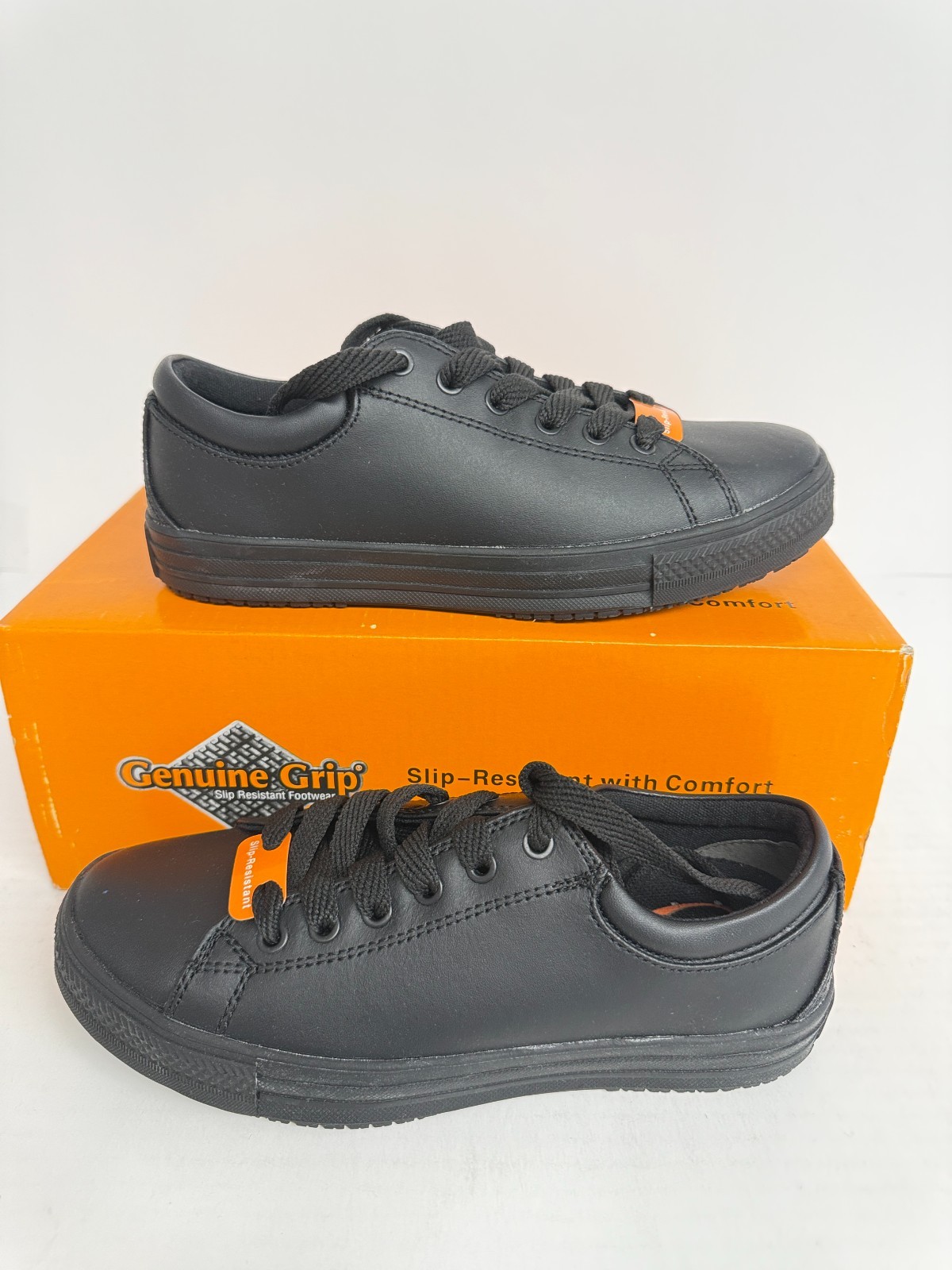 -5014 Genuine Grip Women S Slip-Resistant Retro Lace-up Work Shoes Black US 6
