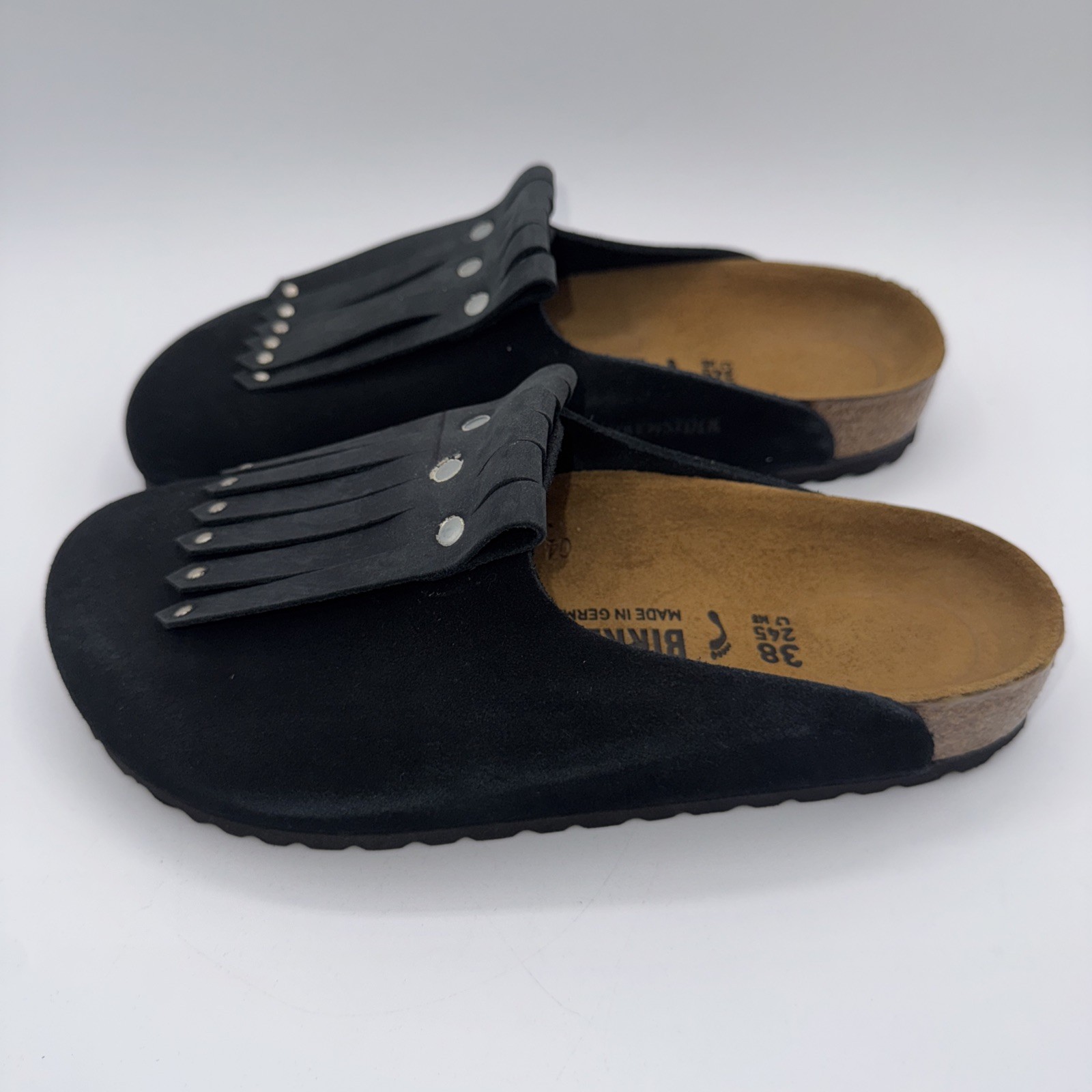Birkenstock Amsterdam Kiltie Studded Women’s Size 7 EU 38 Black Leather Boston