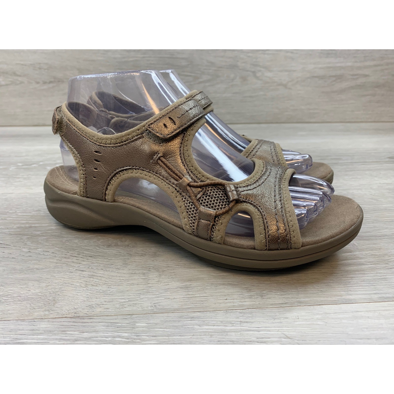 Clarks Unstructured Women’s Sandals Metallic Bronze Leather 6.5 Comfort Shoes