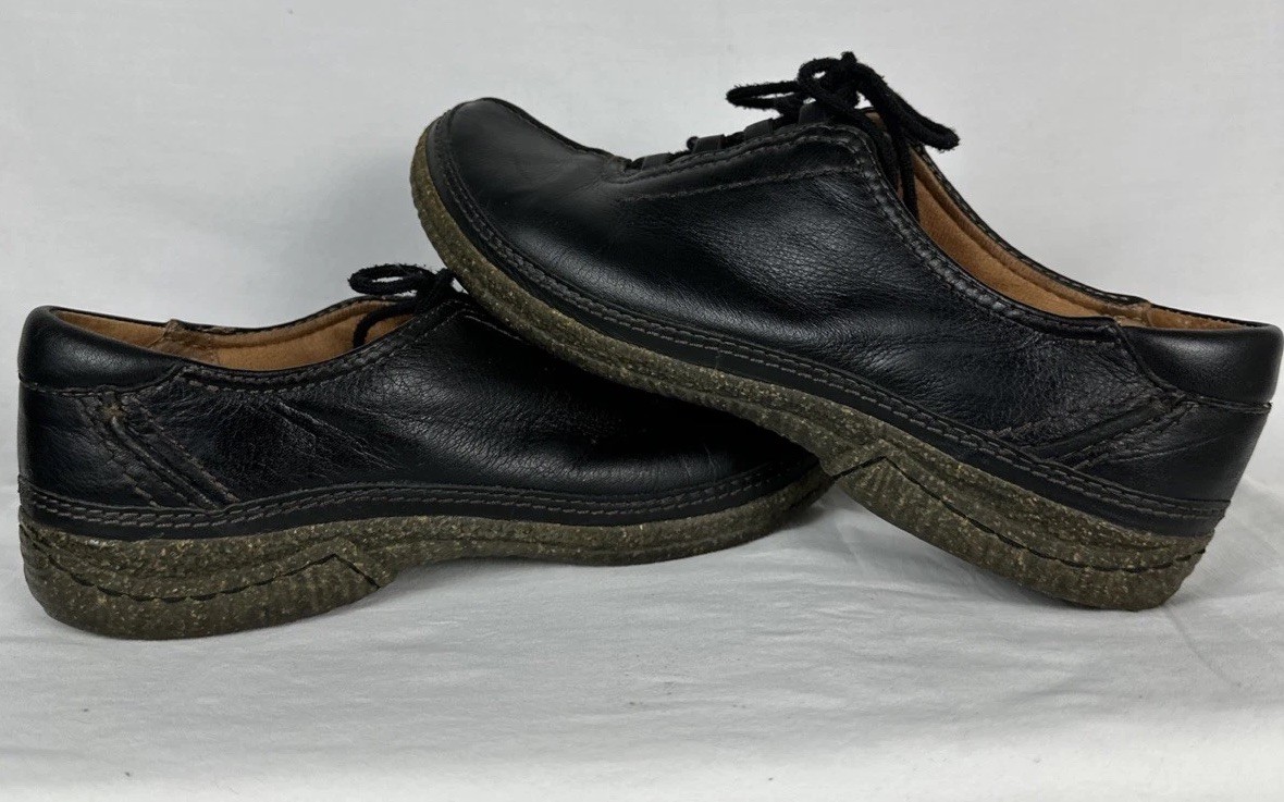 Clarks Artisan Black Leather Shoes Womens 8M Lace Up Balance Man Made