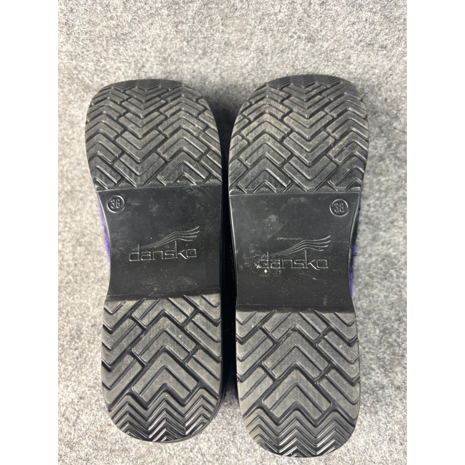 Dansko Professional Clogs Womens 38 Purple Black Wool Web Textured Slip On Shoes