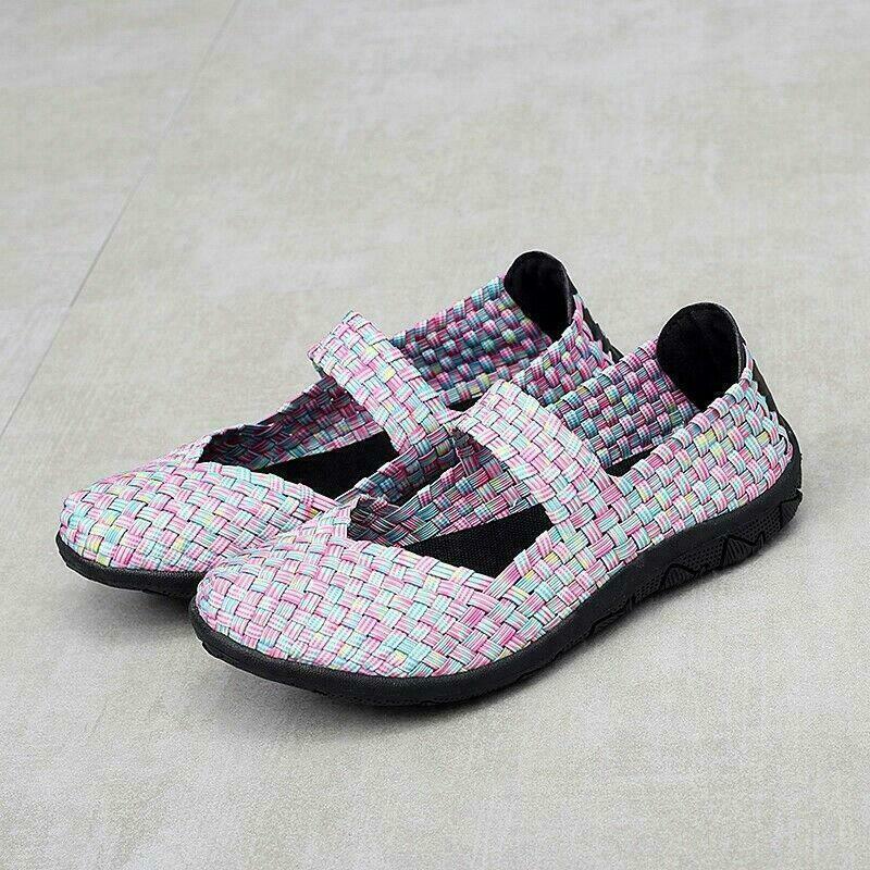 Womens Walking Shoes Slip on Woven Flat Lightweight Fashion Sneakers Weave Girl