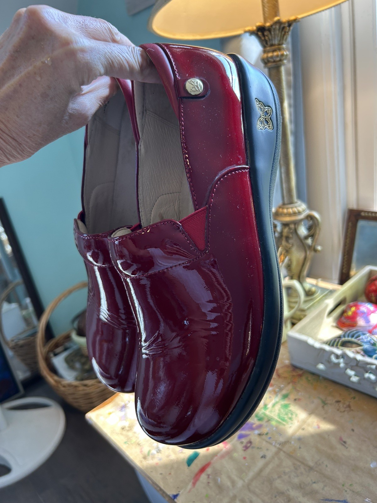 Alegria Women’s Cherry Bomb Patten Leather Slip On Clog Shoe 42