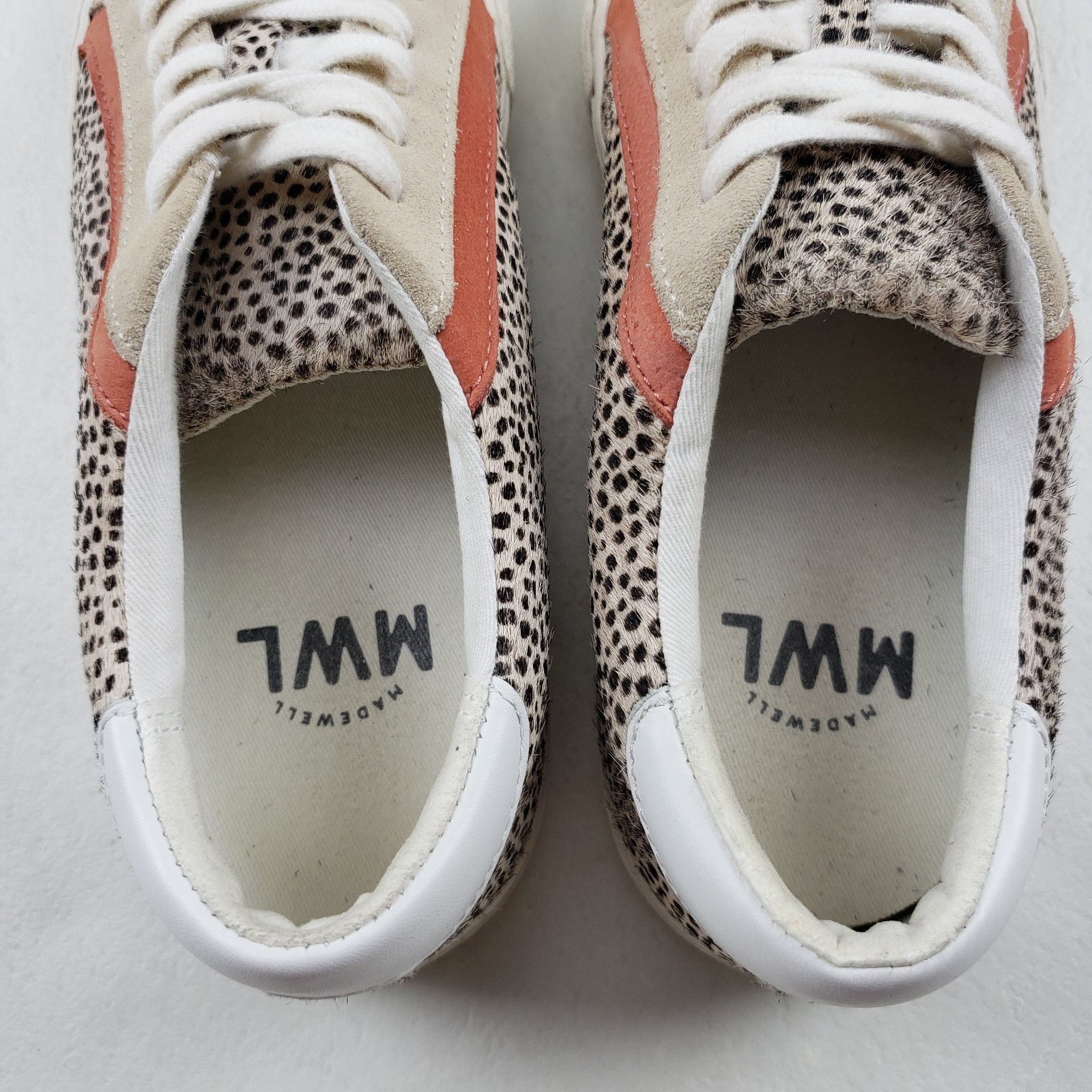 Madewell Sidewalk Low Top Sneaker Womens 6.5 Brown Spotted Calf Hair Casual Shoe