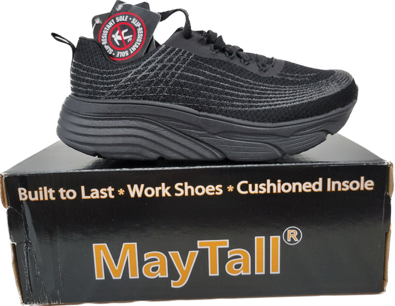 Slip Resistant Work Women Shoes Wide Mesh Black Cushion Extended MayTall 2600