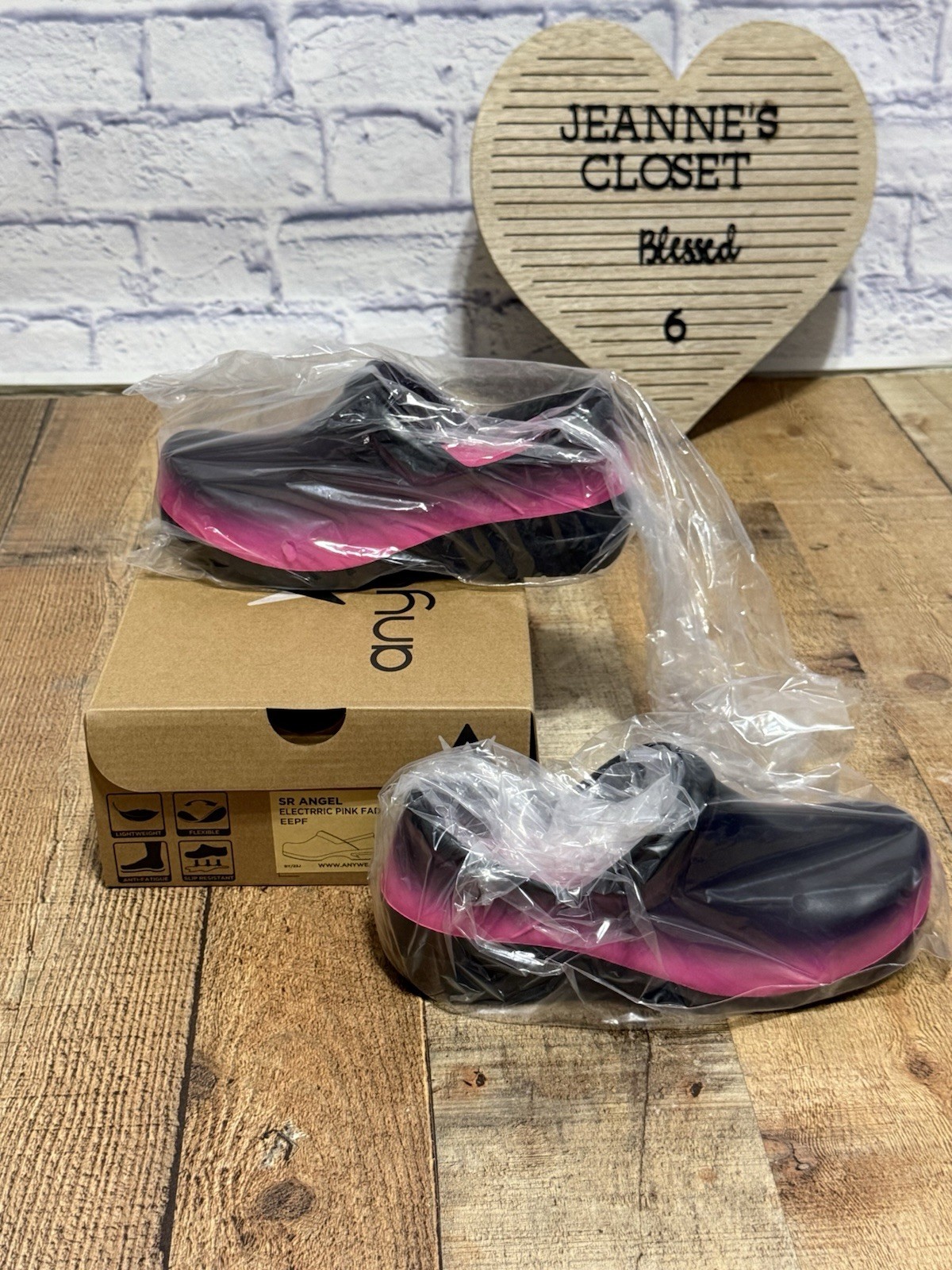 Anywear Footwear SR Angel Electric Pink Fade Ombré Nursing Clogs Mens 5 Womens 7