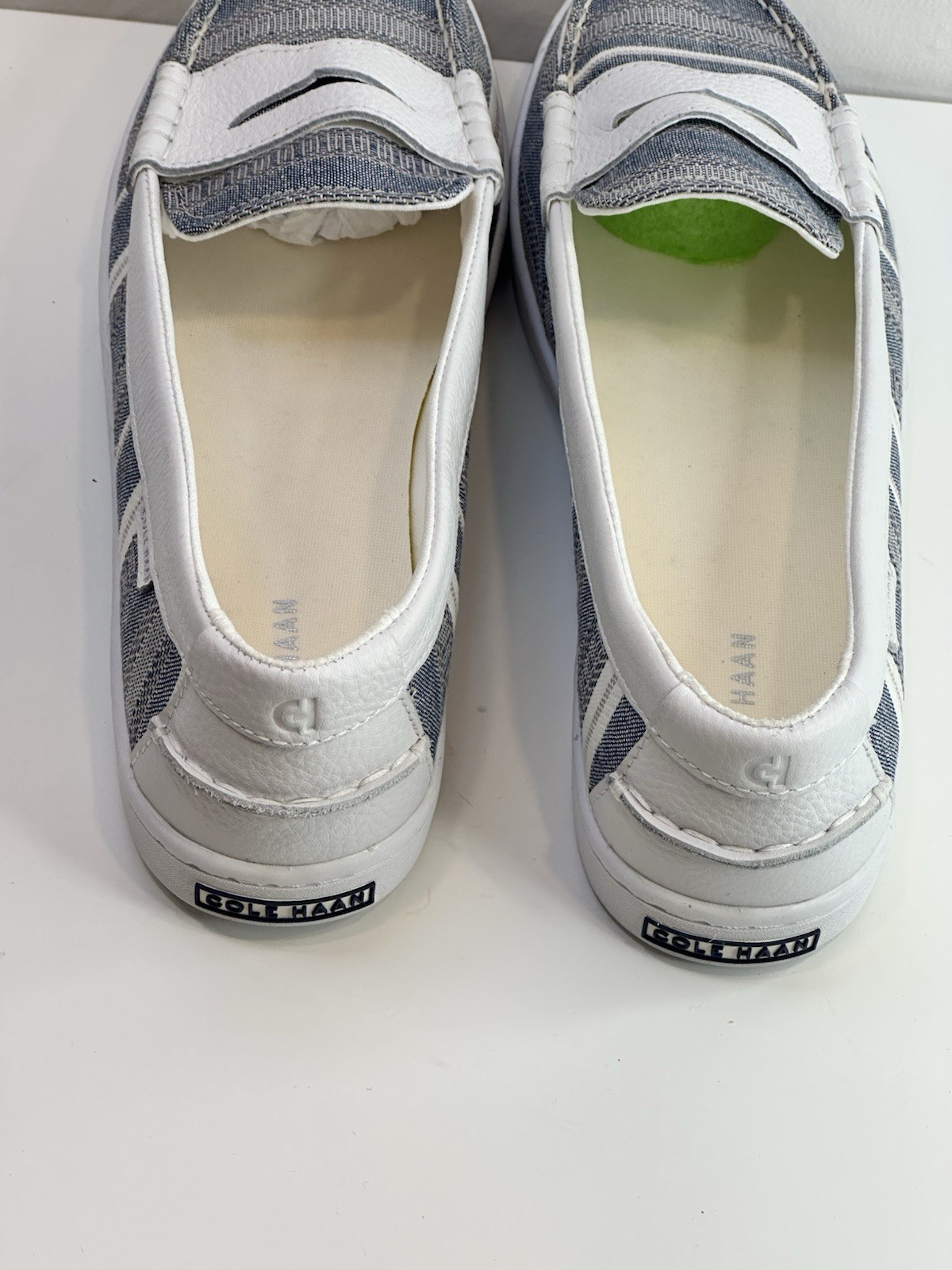 Cole Haan Blue White Striped Slip On Loafers Womens 10B Nantucket Coastal NWOB