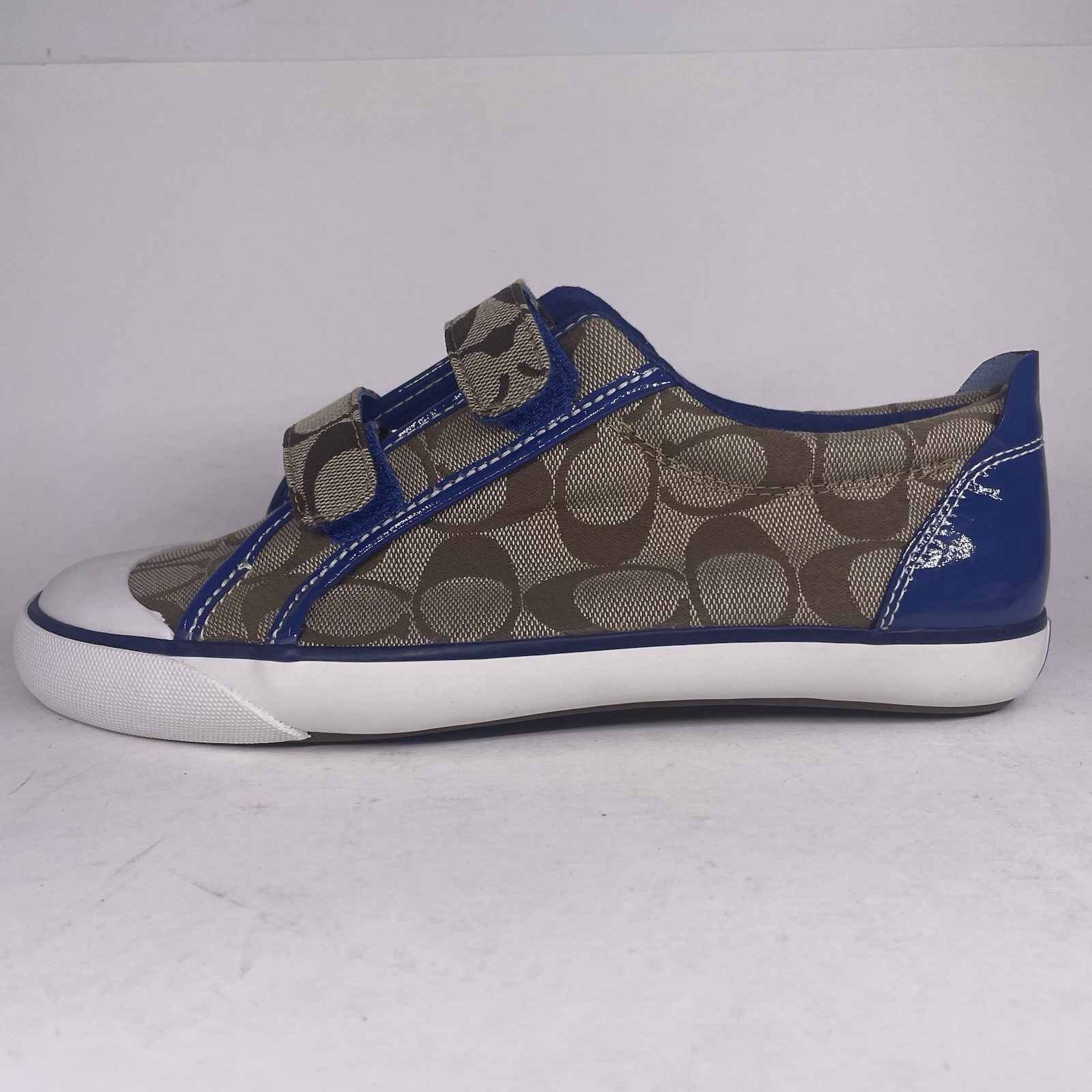 Vintage Coach Britt Sneakers Signature Canvas Blue Patent NOS Deadstock Size 7