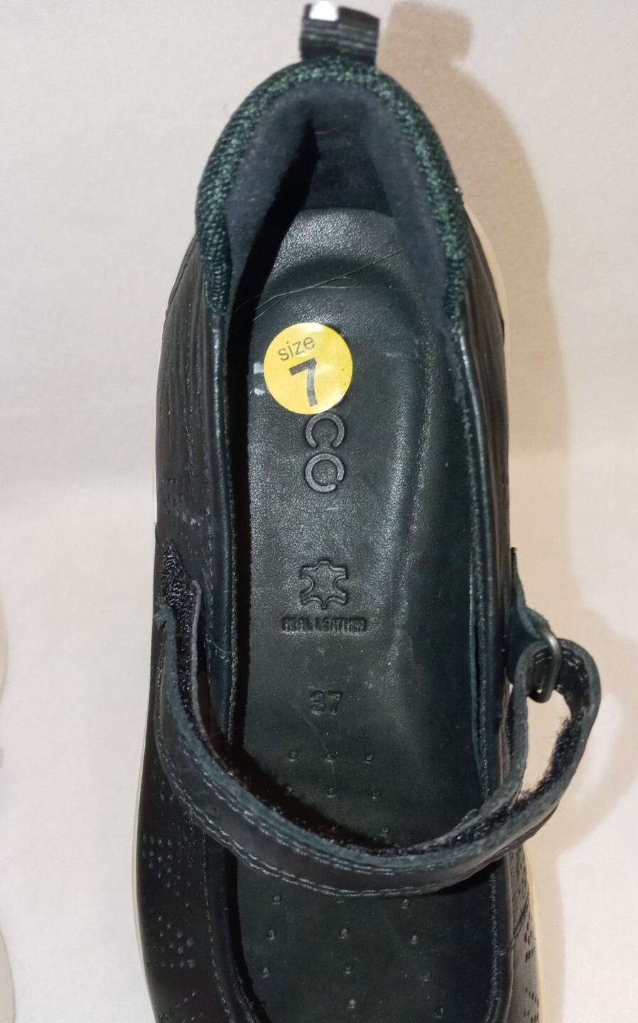 Ecco Black Leather Mary Jane Hook & Loop Shoes Size 37 / 7