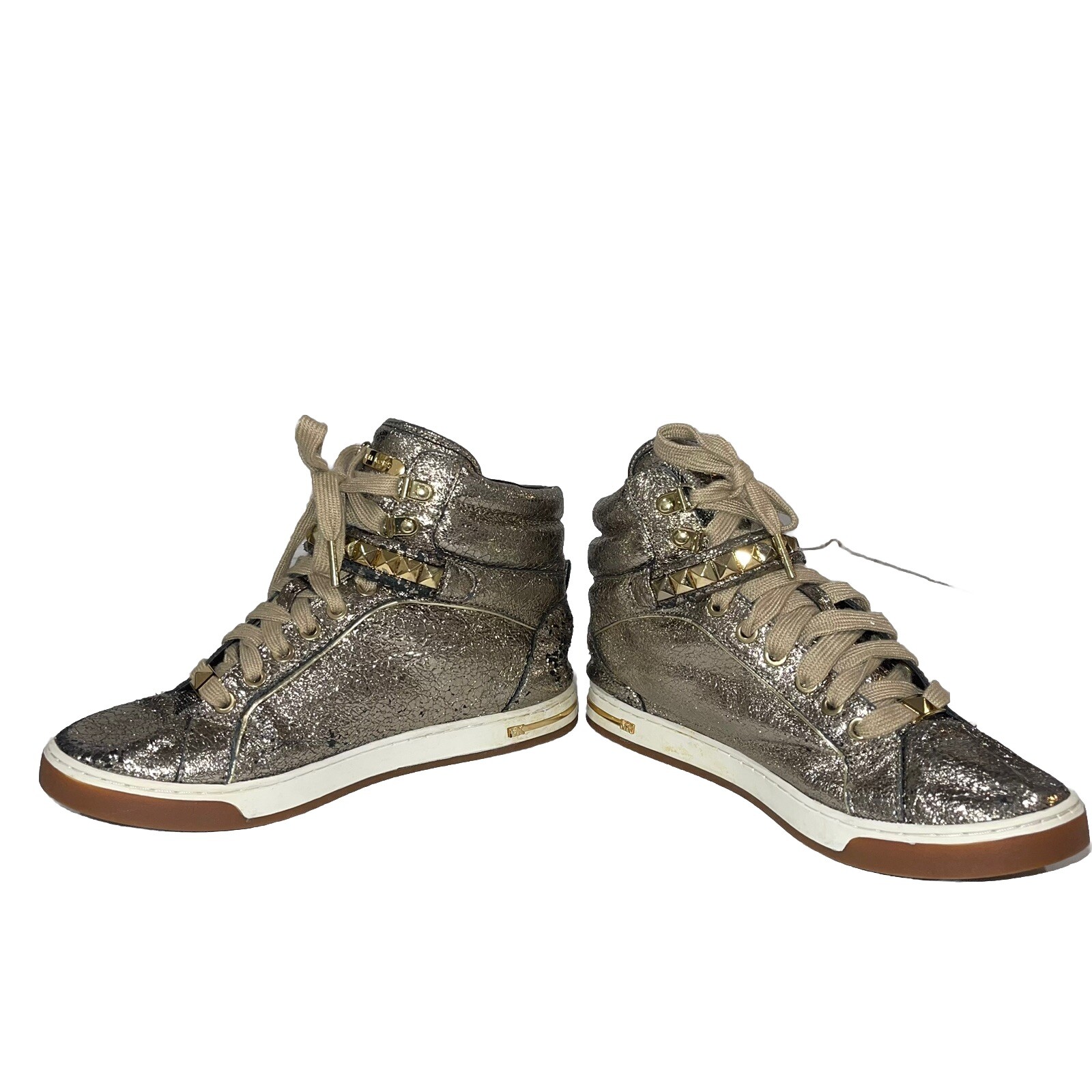 Metallic Studded Sneakers Michael Kors Trainers Women’s Sz 7.5 High Fashion Y2K