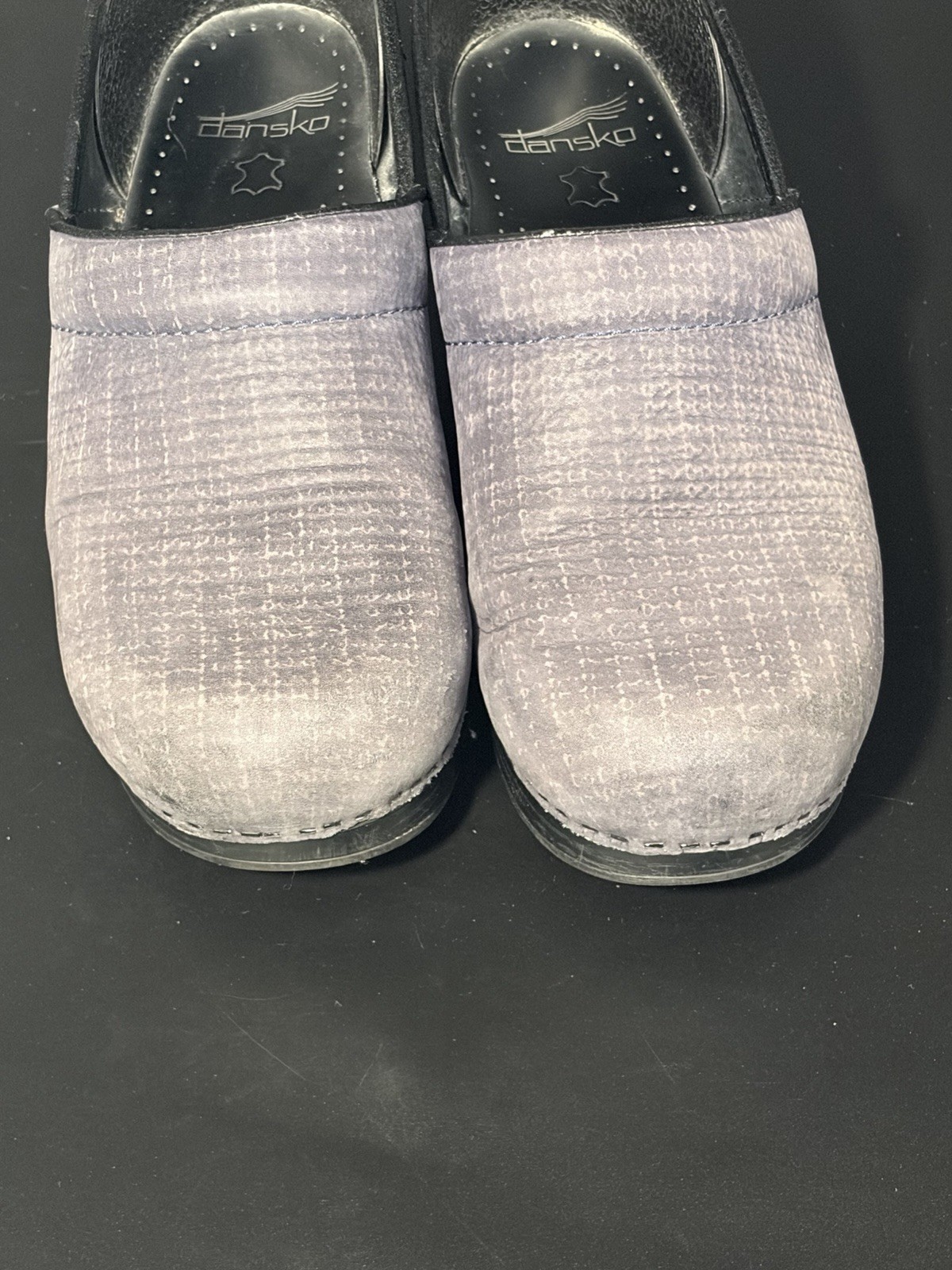 DANSKO Blue/Gray Textured/Cloth Pattern Clogs Shoes Size 39